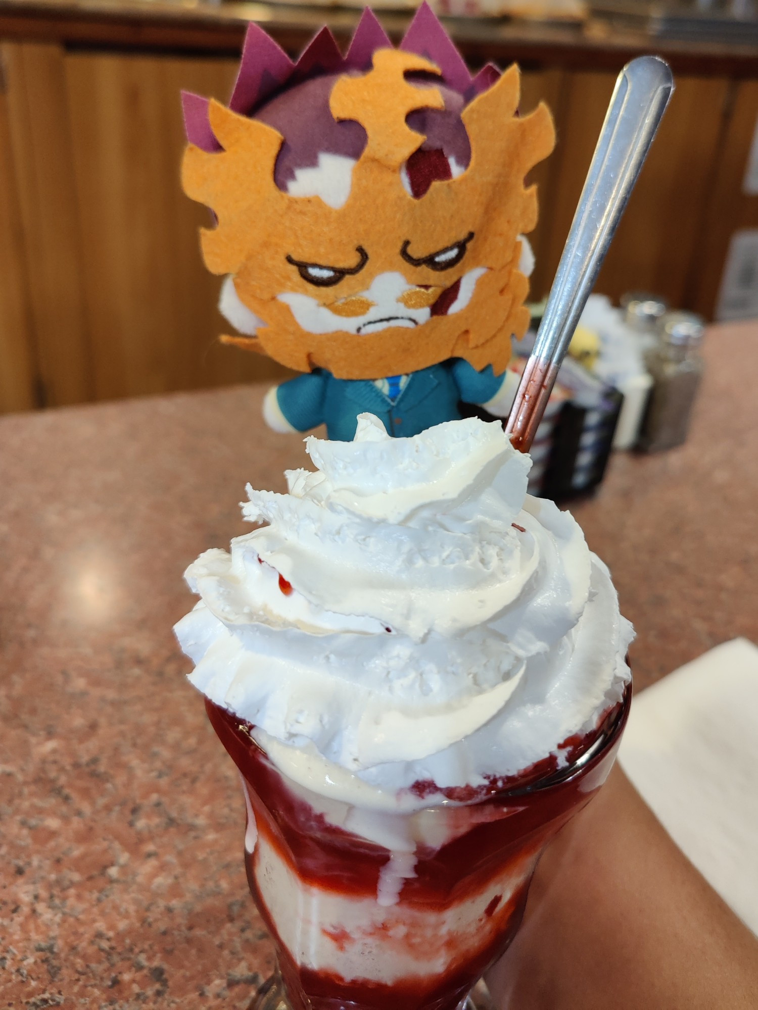 Strawberry sundae from Heidi's Pies diner in San Mateo