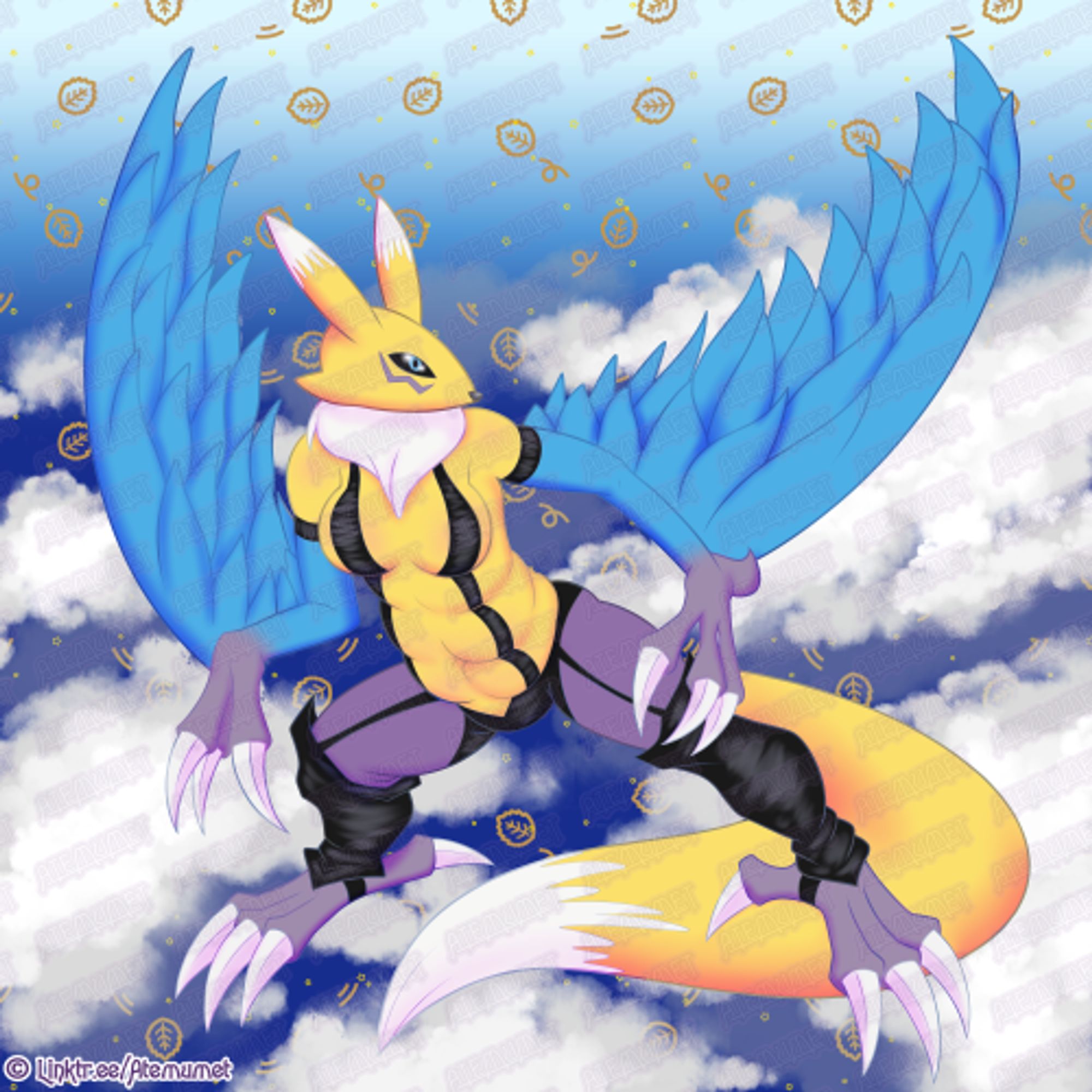 Renamon but she's a harpy in the style of Yu-Gi-Oh!