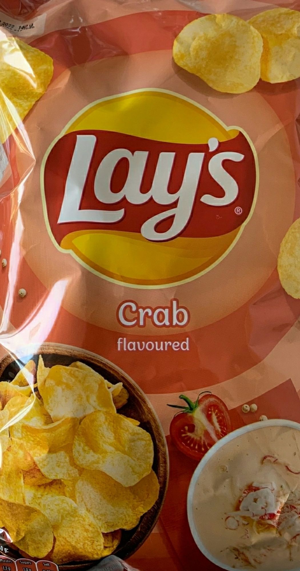 Picture of Lay's crisp packet, crab flavour.