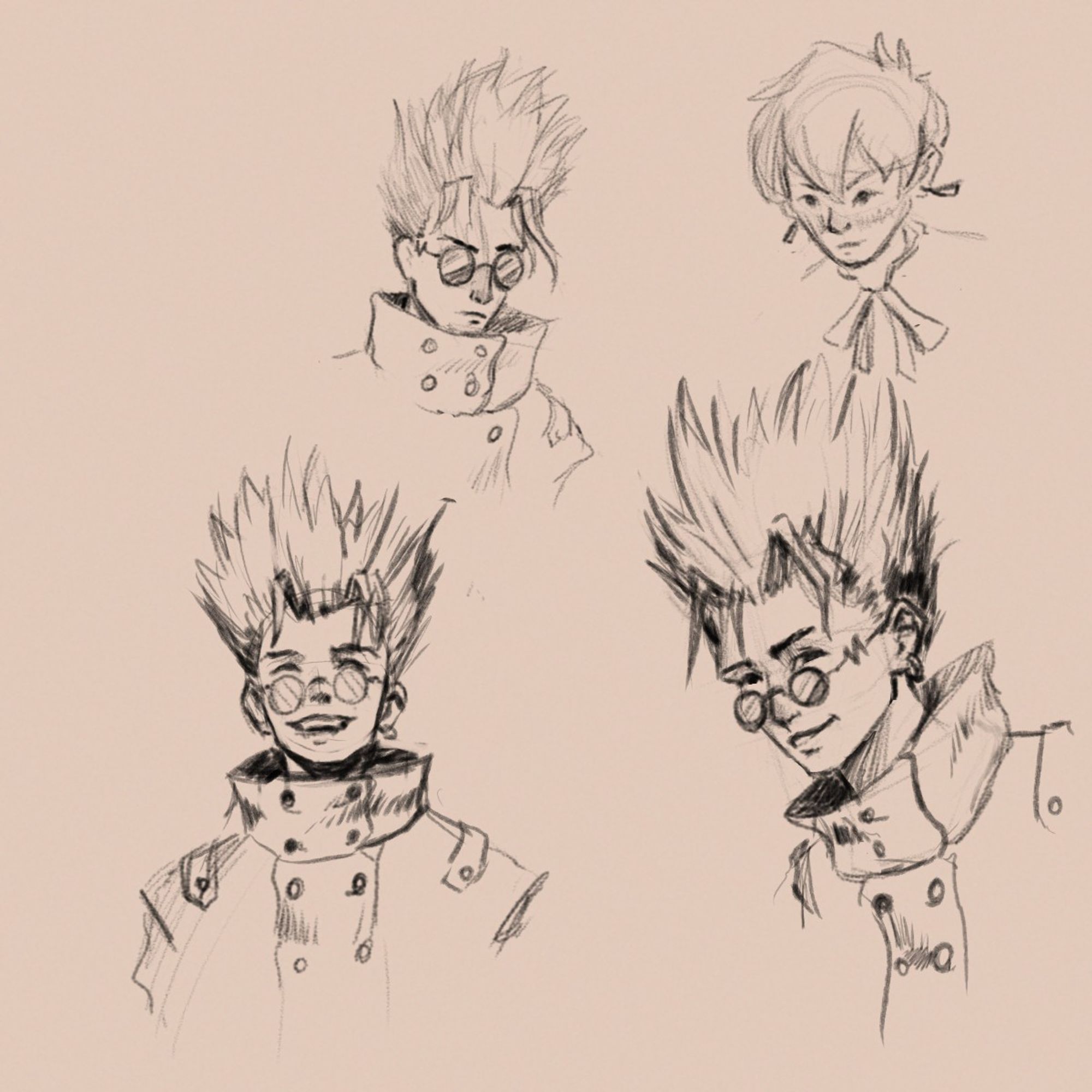 Vash and Meryl from Trigun anime sketches