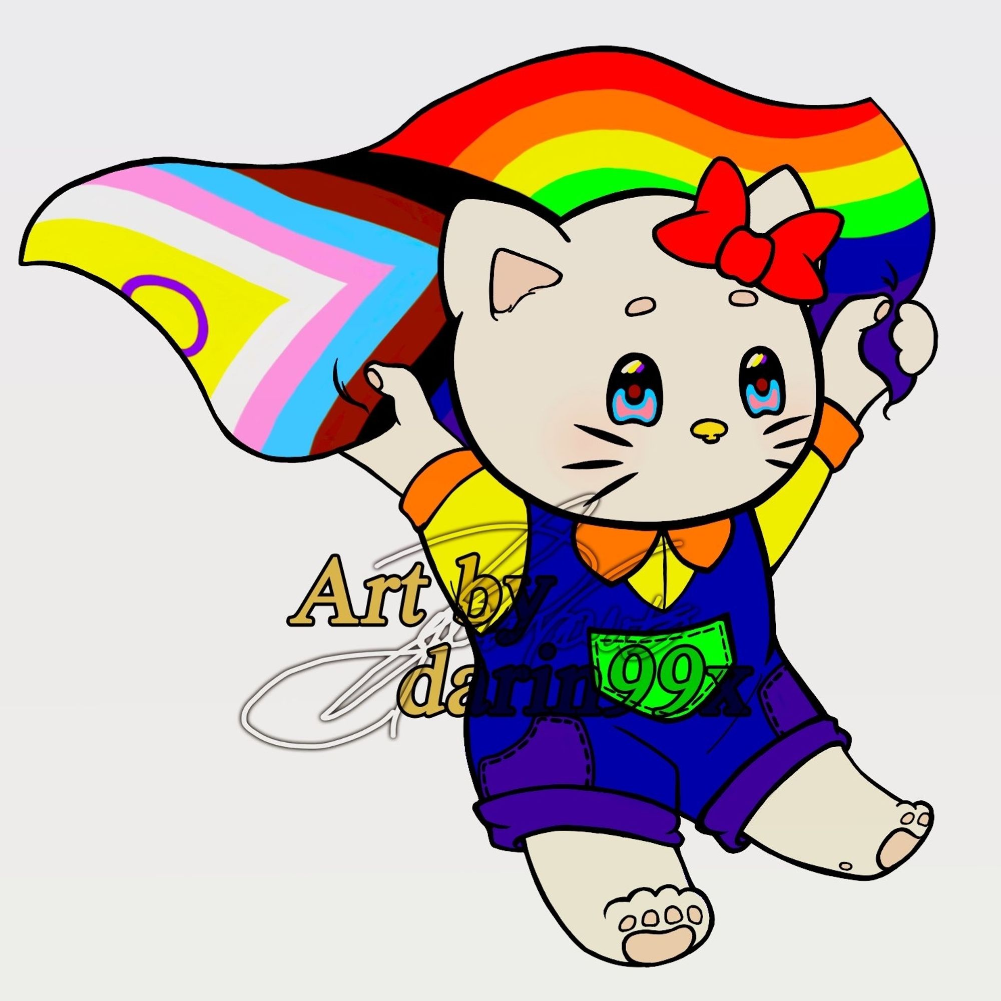 Hello Kitty con los colores de la bandera LGBTQIA+