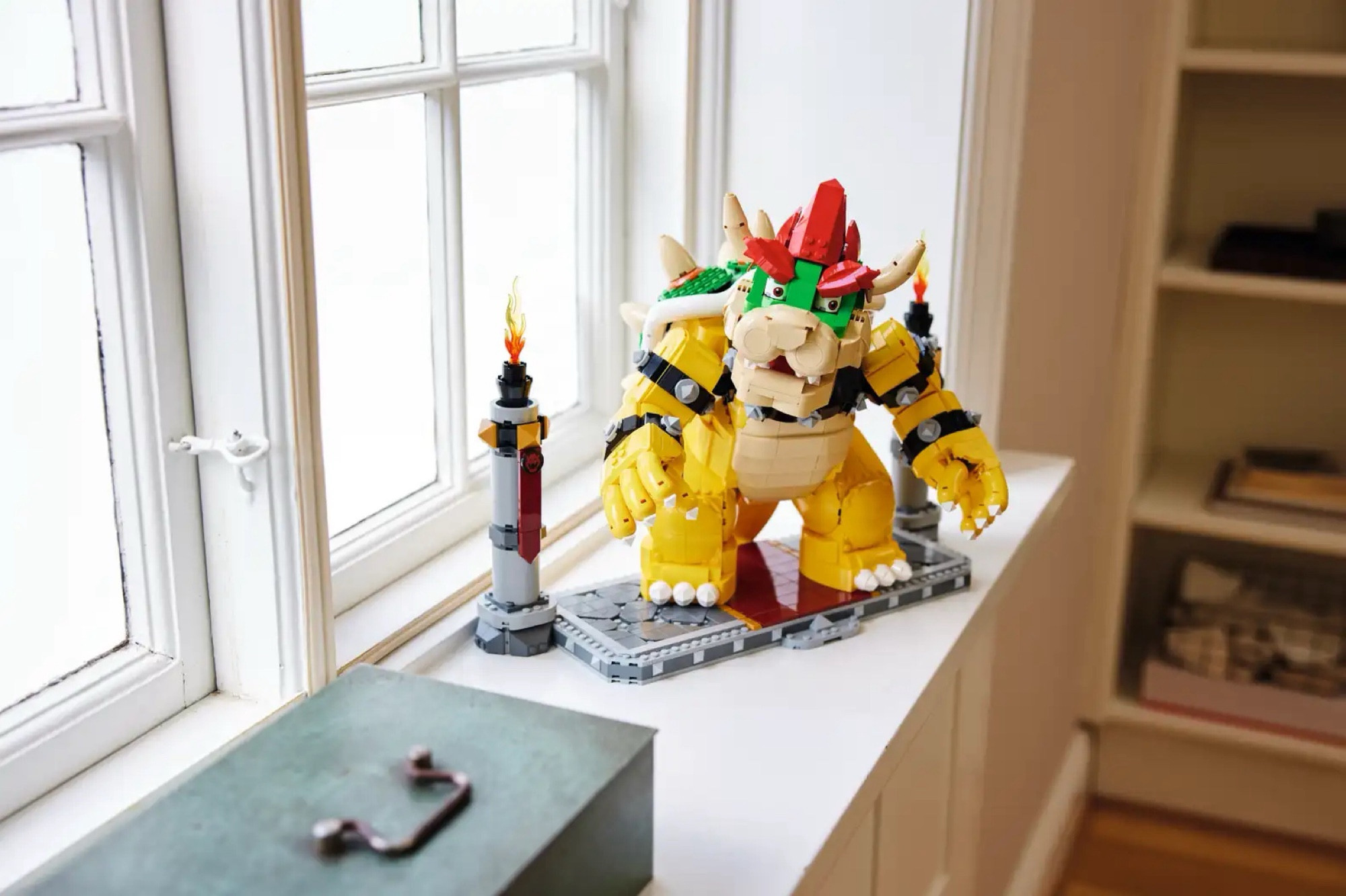 A picture of The Mighty Bowser LEGO set in the window sill