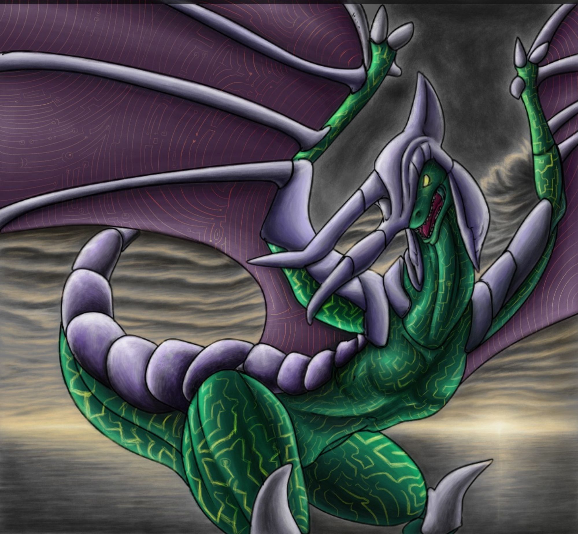 Panzer Dragoon Orta fan art featuring Orta's dragon. Made using Krita in March 2024.