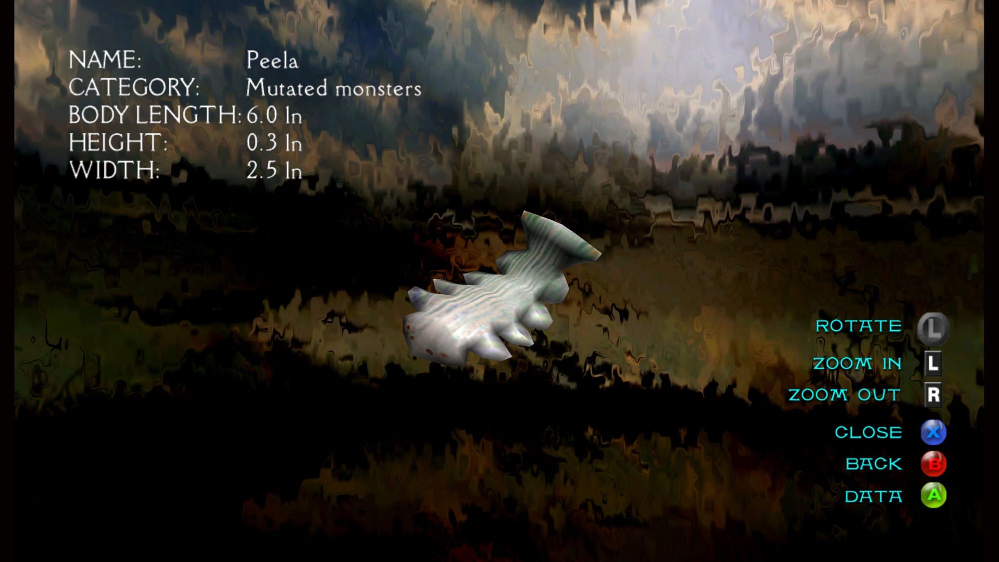 Peela screenshot from the Mutated Monsters section in Panzer Dragoon Orta's in-game encyclopedia.