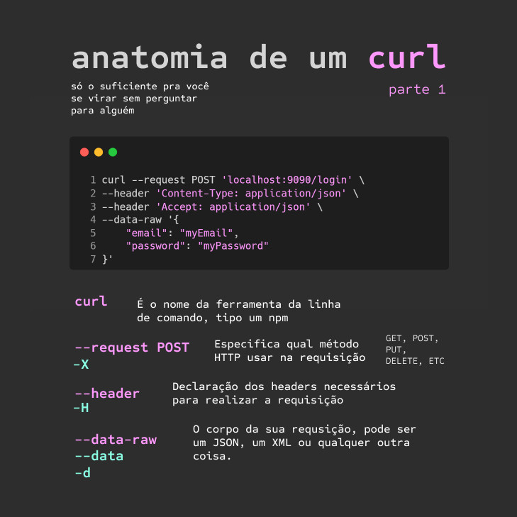 Imagem explicando como montar um curl (anatomia de um curl)