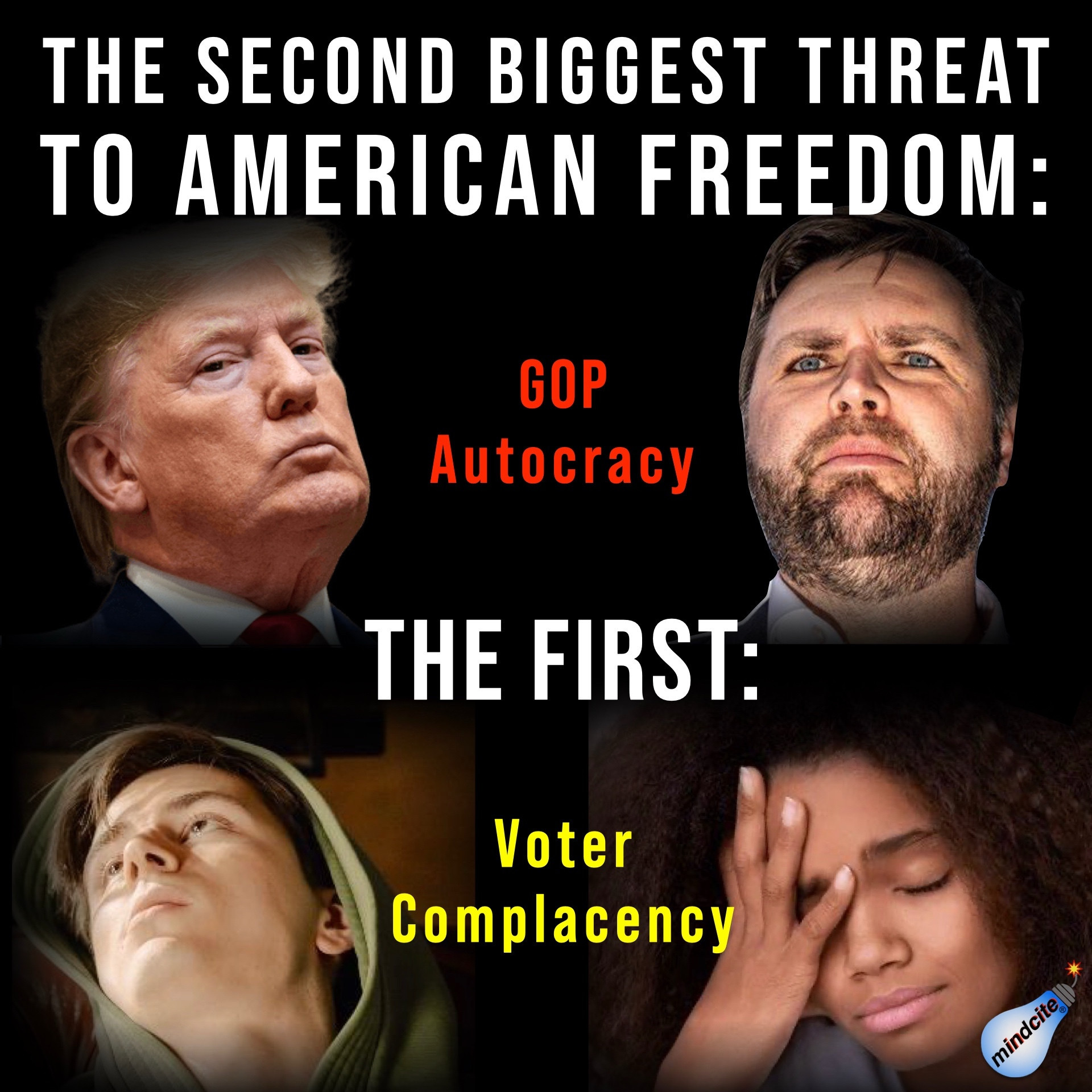 The second biggest threat to American freedom Trump Vance, the first voter complacency