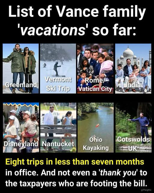 JD Vance’s family vacation since January 2025 eight trips in less than seven months in office