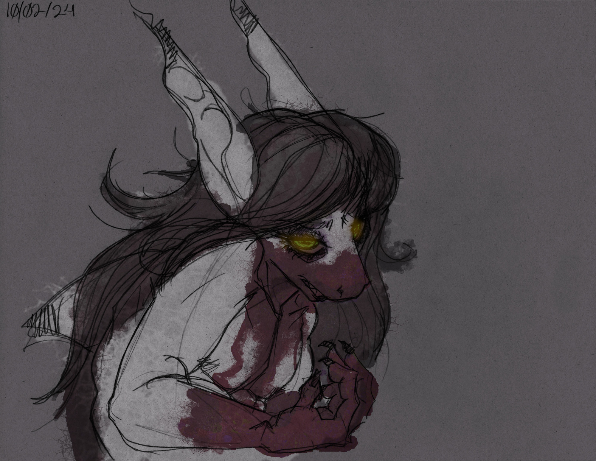 Anthro Shark drenched in blood, undead.