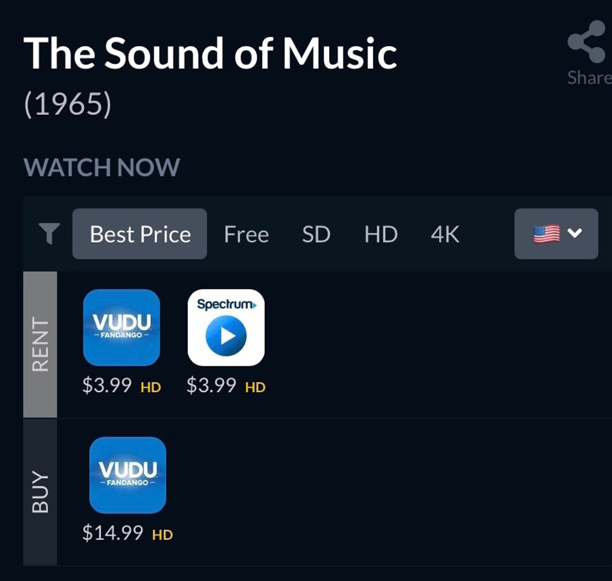 The Sound of Music is not available to stream anywhere per JustWatch.