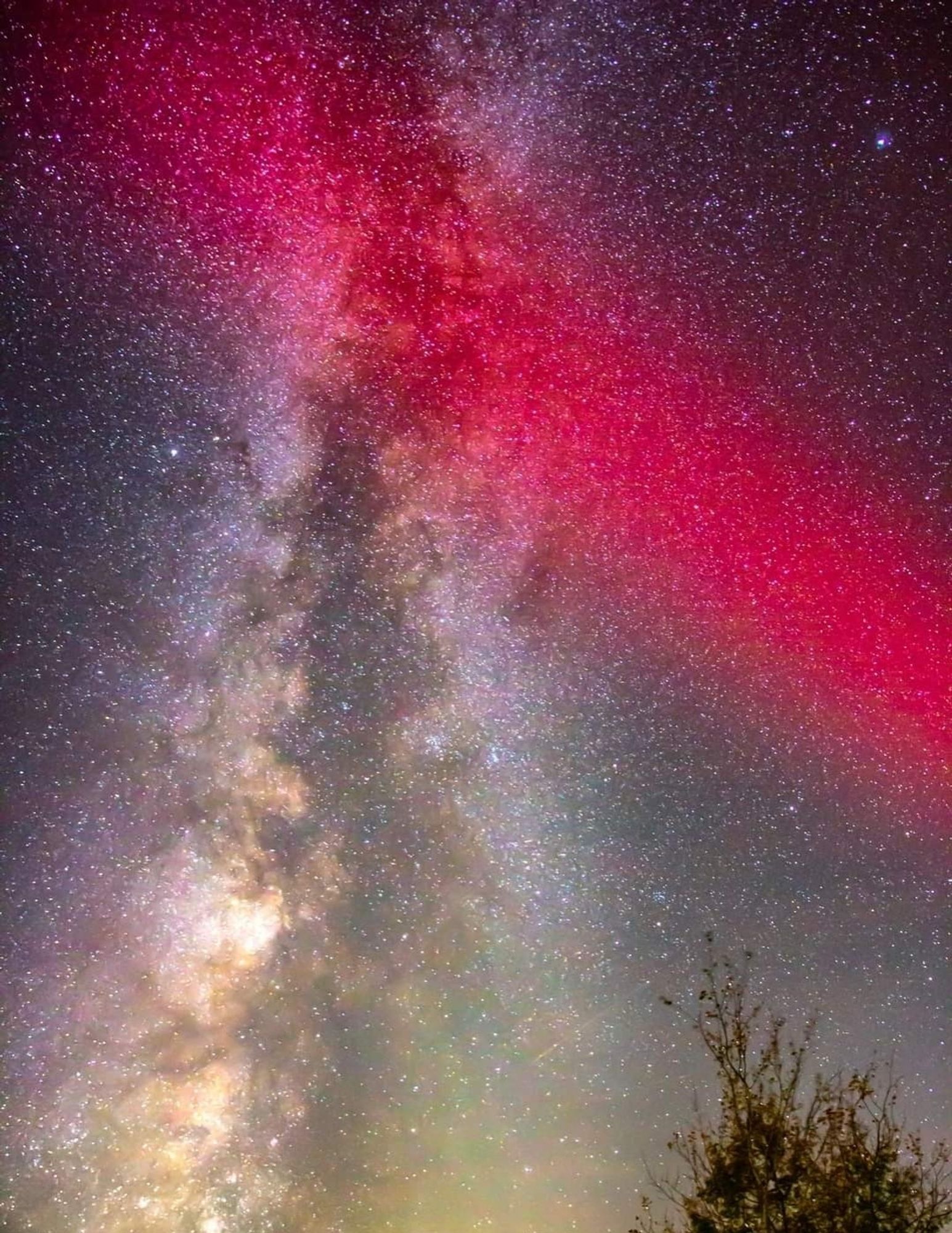 At the darkest moments the unexpected light is at its best. 
Northern lights with milky way