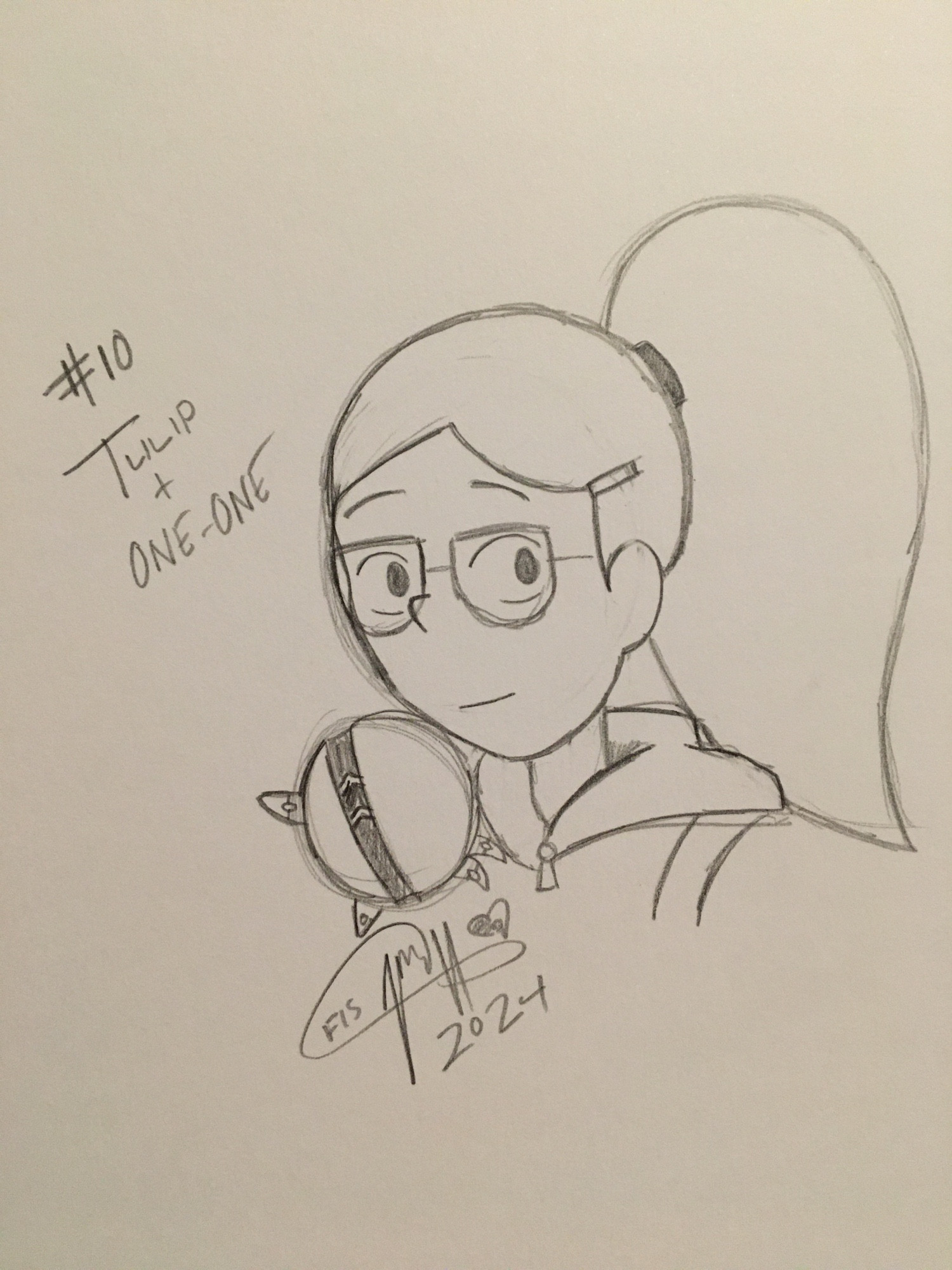 A traditional sketch of Tulip and One-One from Infinity Train!