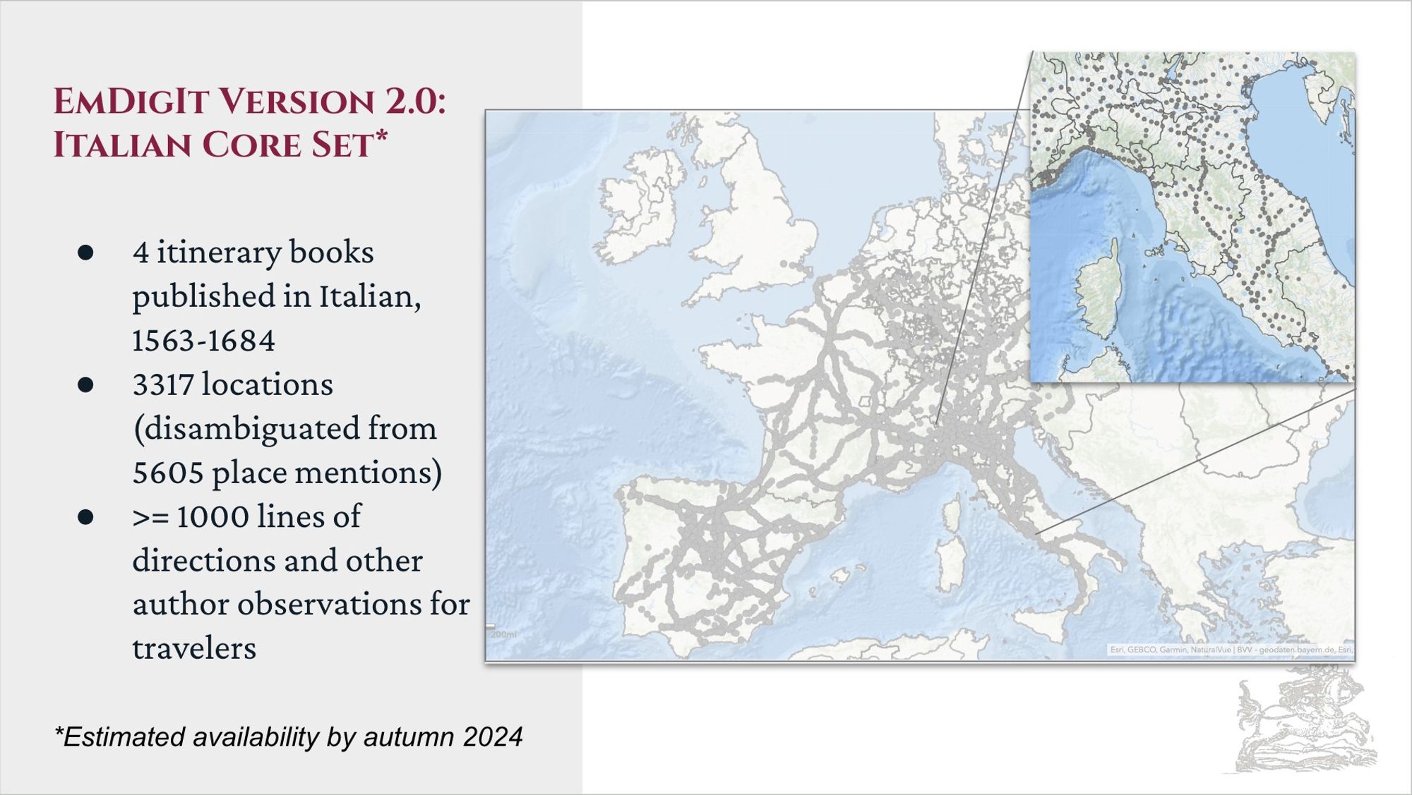 Screenshot of slide describing EmDigIt Version 2.0 Italian Core Set