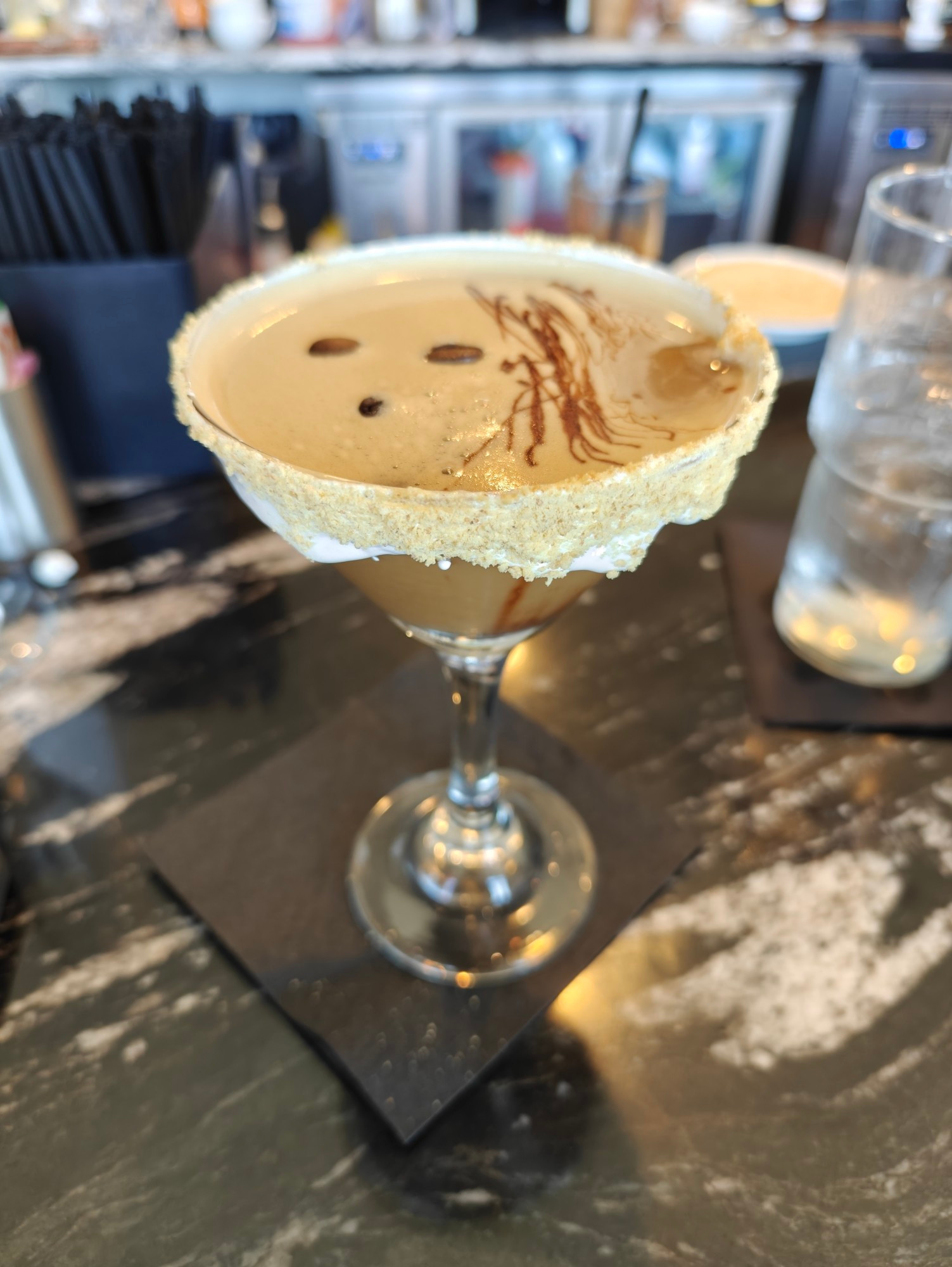 S'mores espresso martini for a brunch place in Mansfield TX