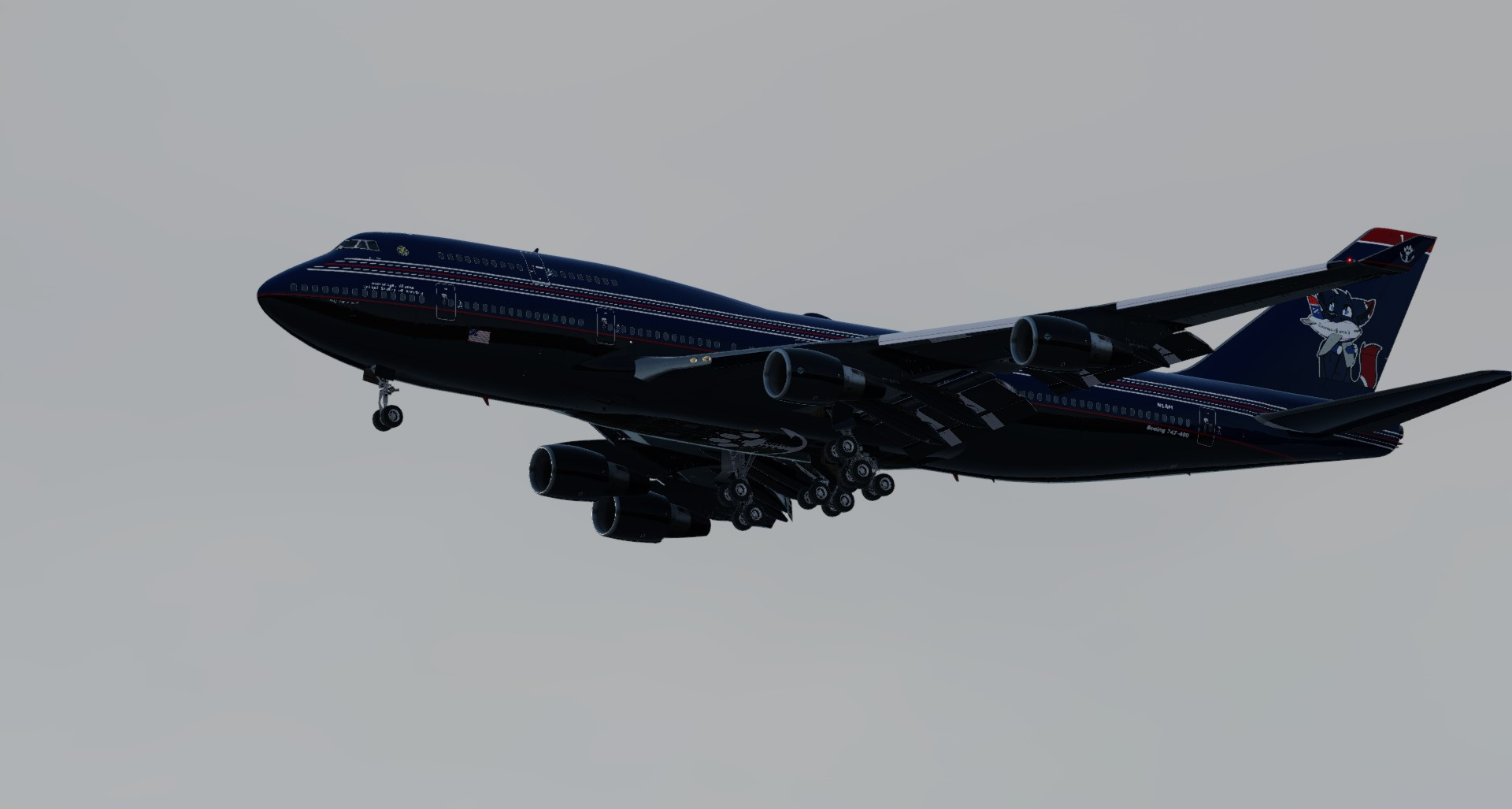 Boeing 747-400 on final approach into EDF / Elmendorf AFB in Anchorage, Alaska