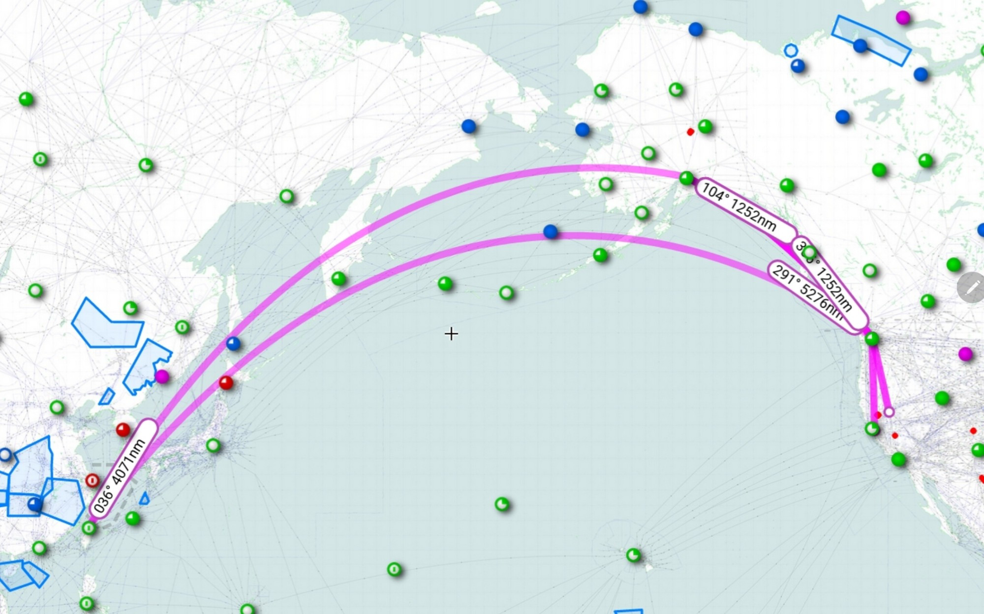 Skyvector map plotting out the flight legs as posted.