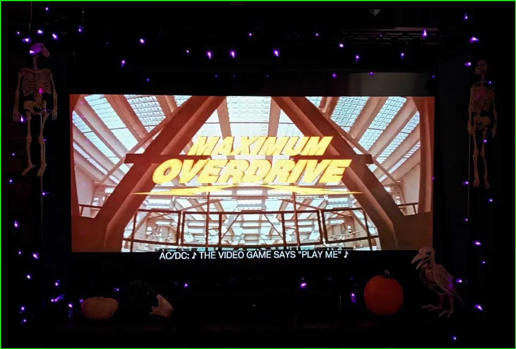 title screen for Maximum Overdrive on my TV