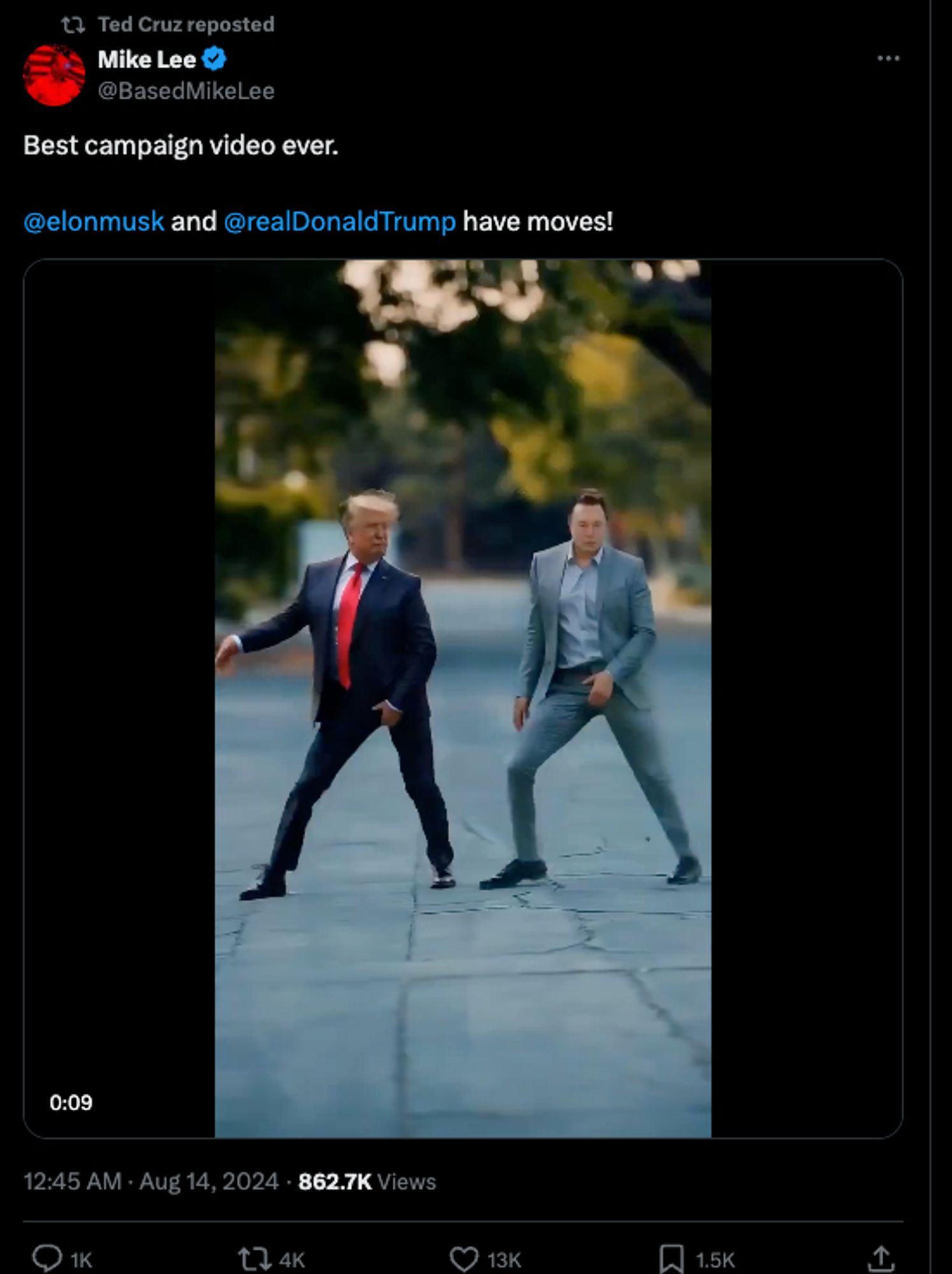 Mike Lee: Best campaign video ever

(still of a video of Trump and Musk... jerking off in tandem?)