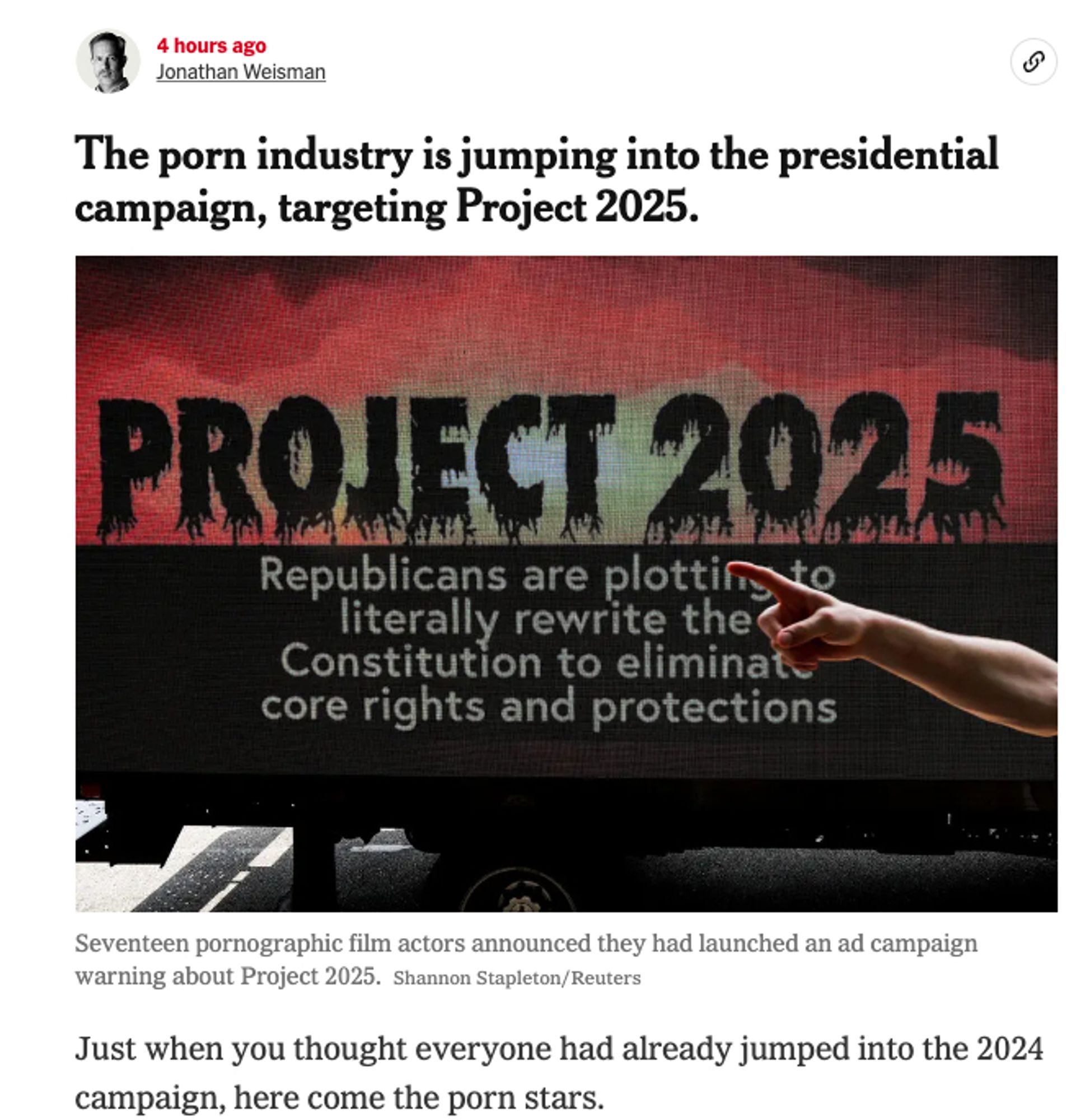 The porn industry is jumping into the presidential campaign, targeting Project 2025.