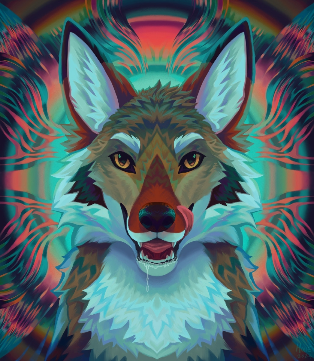 Psychedelic coyote art