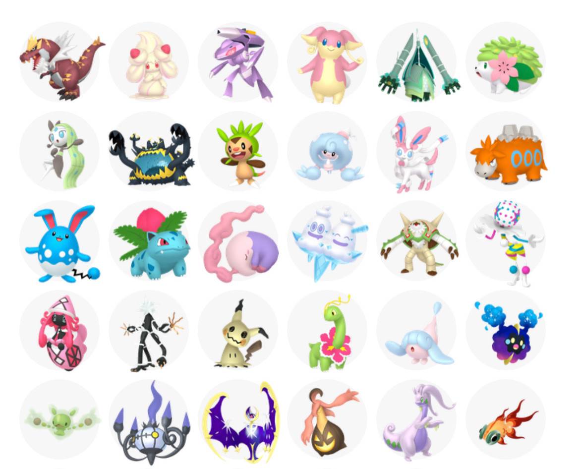 My top 30 favorite Pokemon. In order from highest to lowest, it is Tyrantrum, Alcremie, Genesect, Audino, Celesteela, Shaymin, Meloetta, Guzzlord, Chespin, Hattrem, Sylveon, Camerupt, Azumarill, Ivysaur, Musharna, Vanilluxe, Chesnaught, Blacephalon, Tapu Lele, Xurkitree, Mimikyu, Meganium, Hatenna, Cosmog, Reuniclus, Chandelure, Lunala, Gourgeist, Goodra, and Chi-Yu