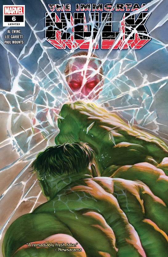 Hulk smashing a reflection of his father, who is also kind of a demon in this run.