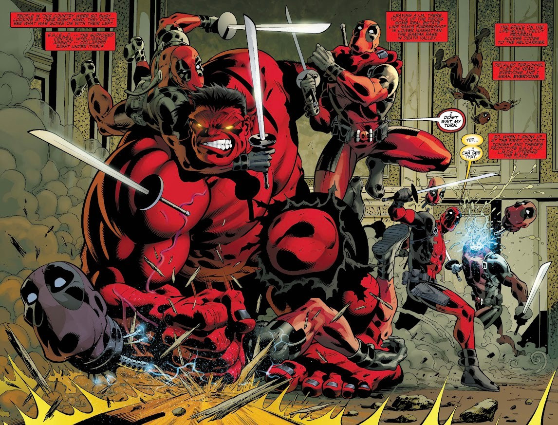 red hulk and deadpools