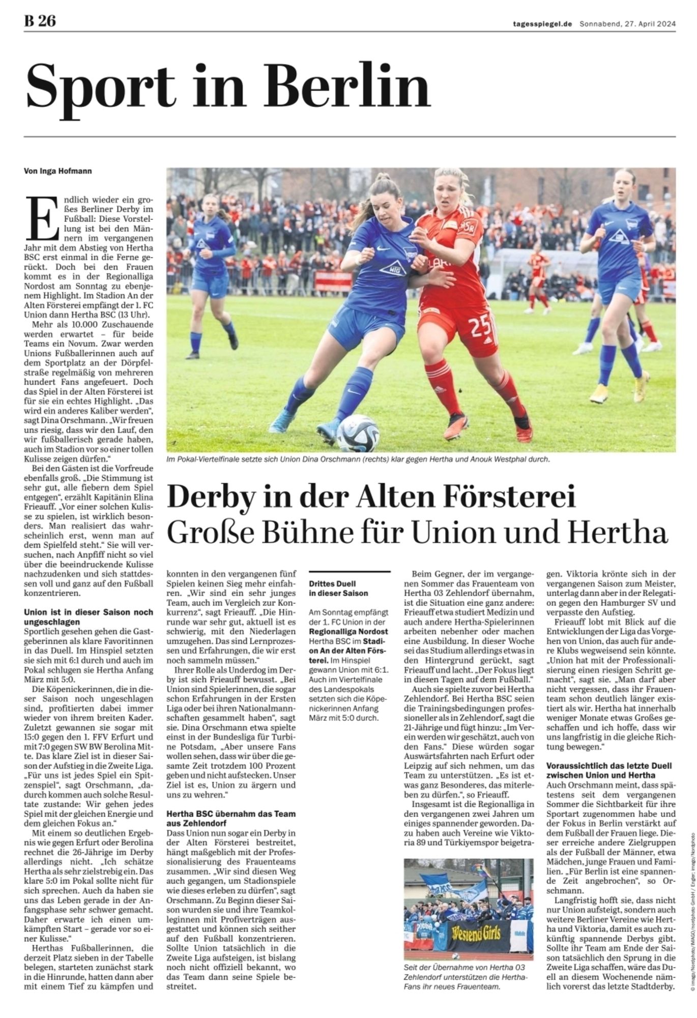 Tagesspiegel zum Derby