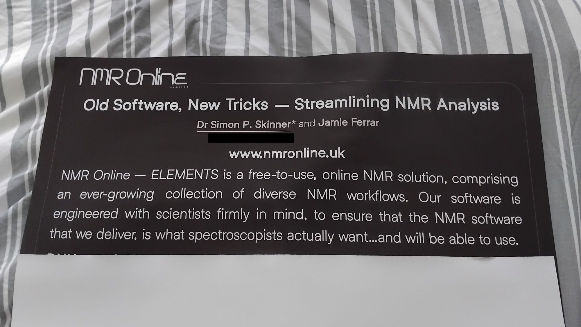 NMR Online Limited - Old Software, New Tricks - Streamlining NMR Analysis. NMR Online - ELEMENTS is a free-to-use, online NMR solution, comprising an ever-growing collection of diverse NMR workflows. Our software is engineered with scientists firmly in mind, to ensure that the NMR software that we deliver, is what spectroscopists actually want…and will be able to use.