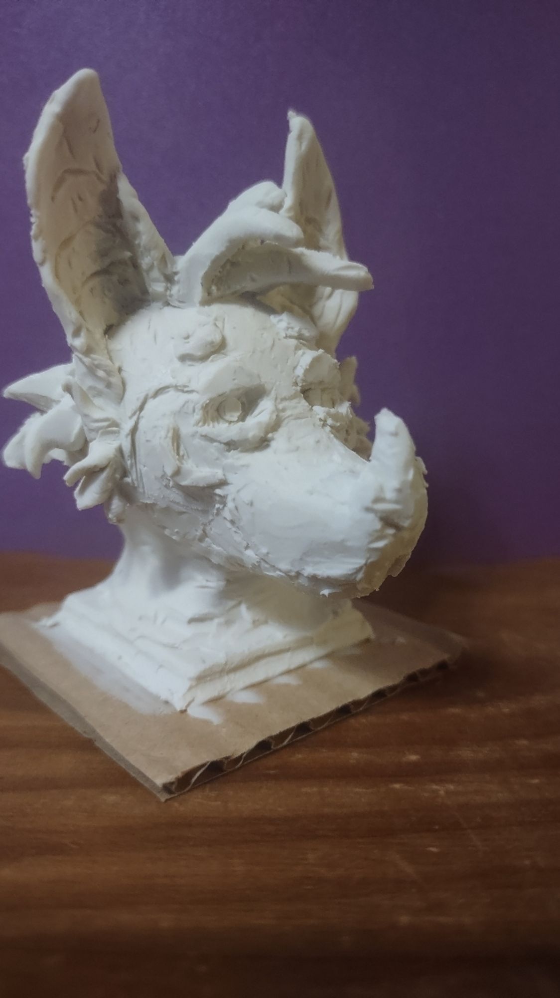 3/4ths view of Drifter facing right modeled with a white plasticine