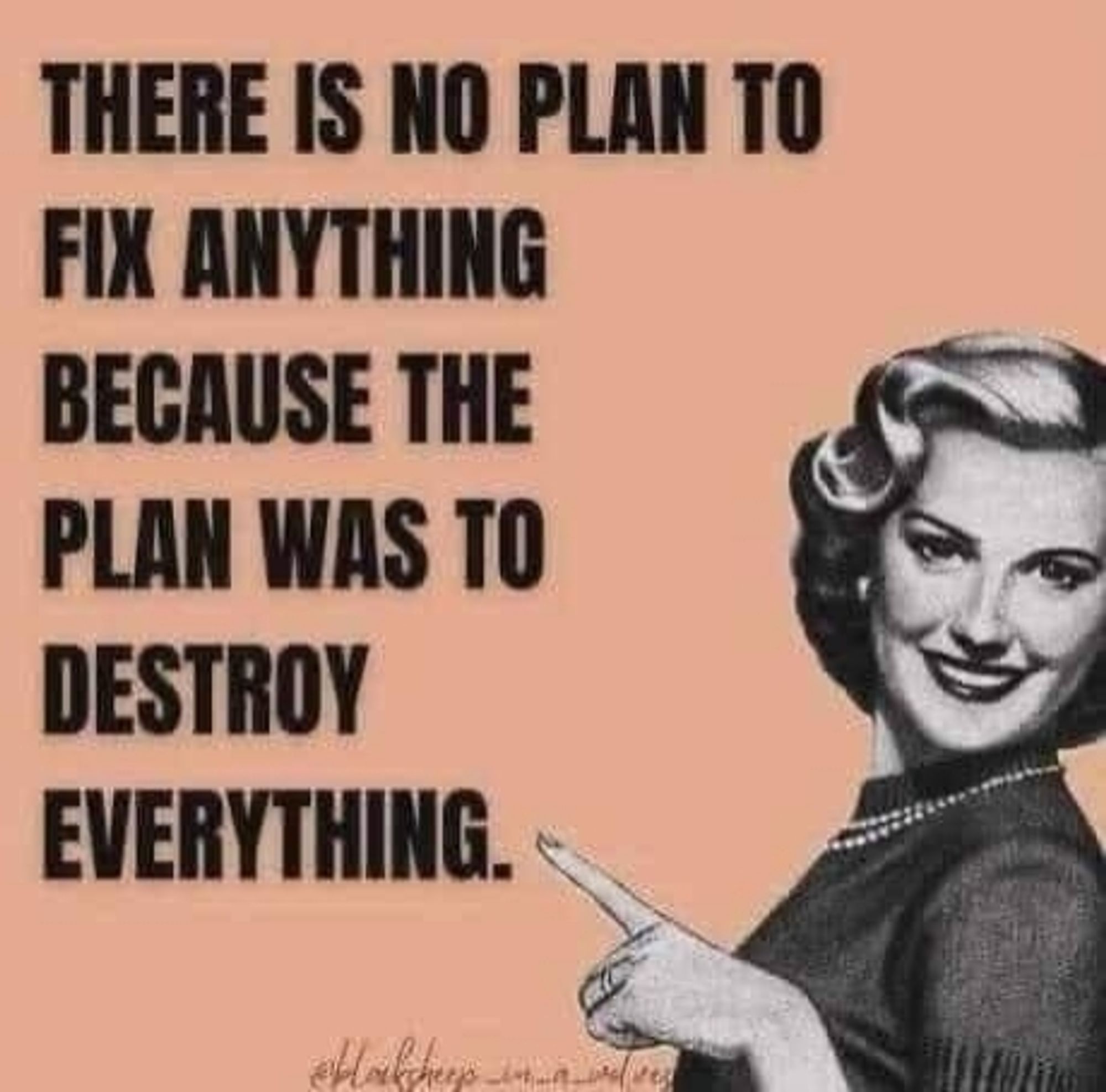 There is no plan to fix anything because the plan was to destroy everything.