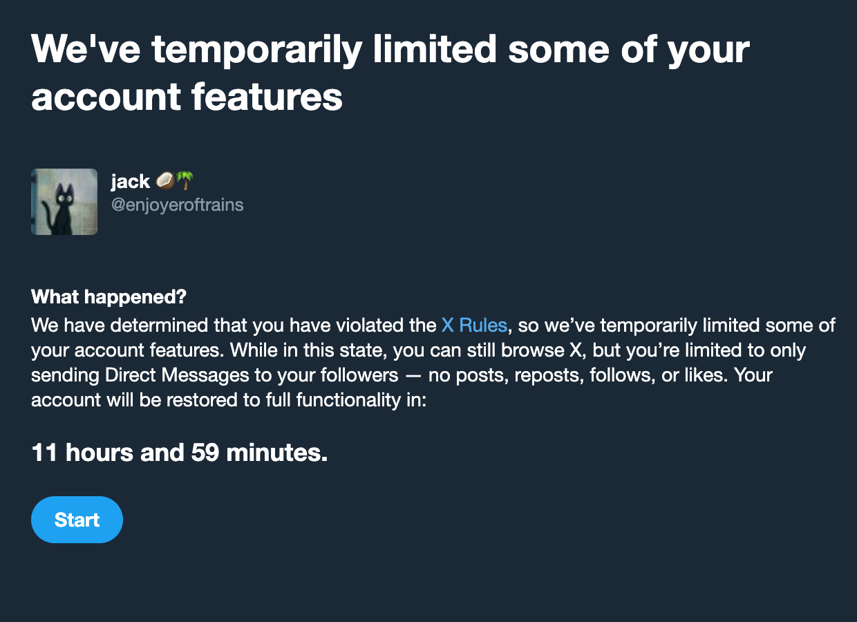 twitter: we've temporarily limited some of your account features