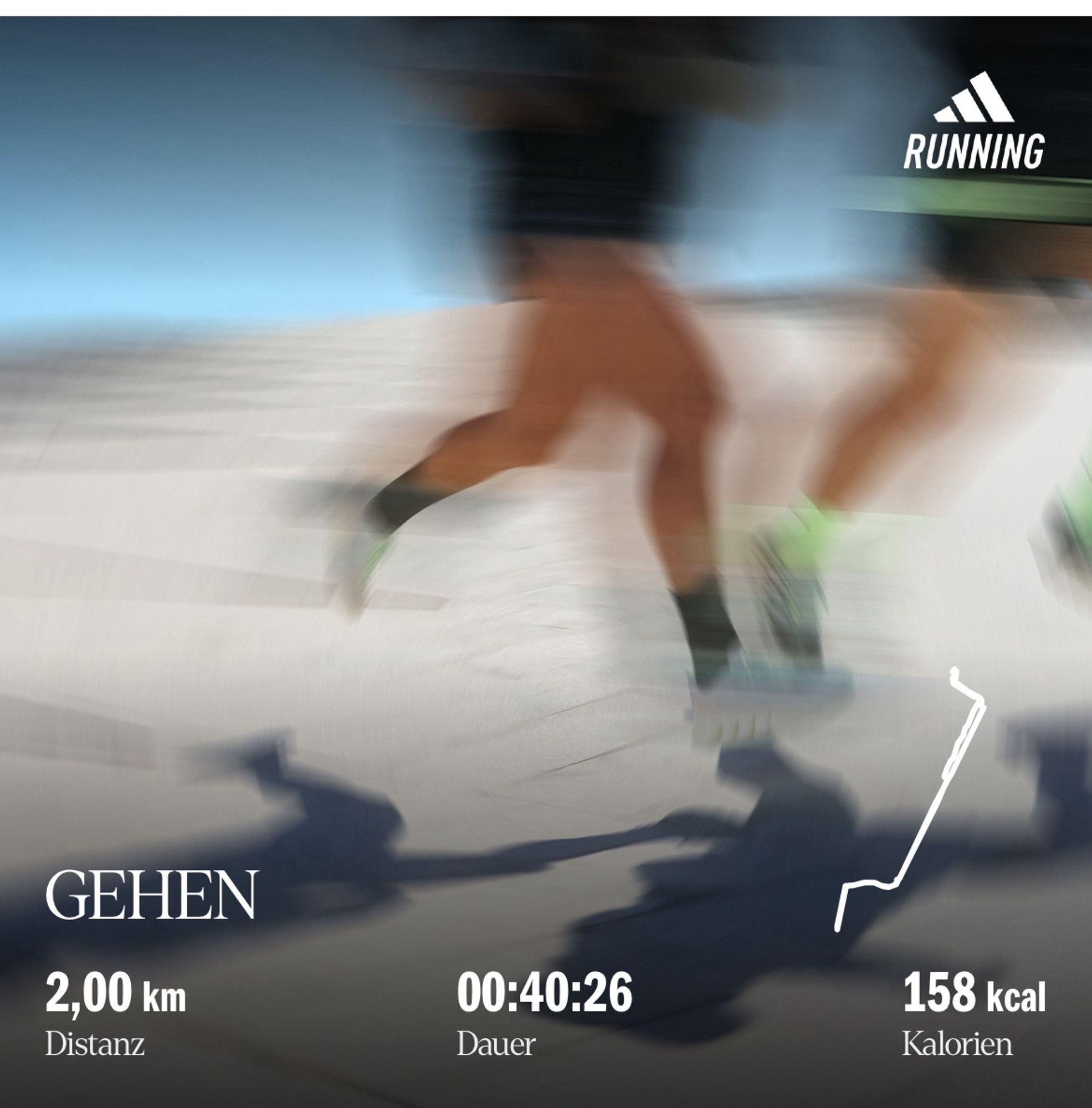 Gehen: 2 km in 40:26 Minuten