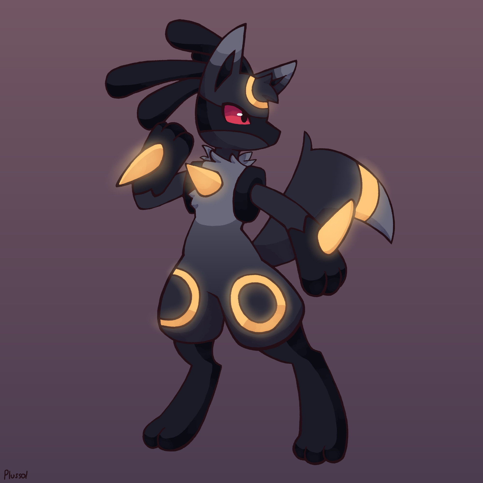 lucario umbreon hybrid in fighting stance