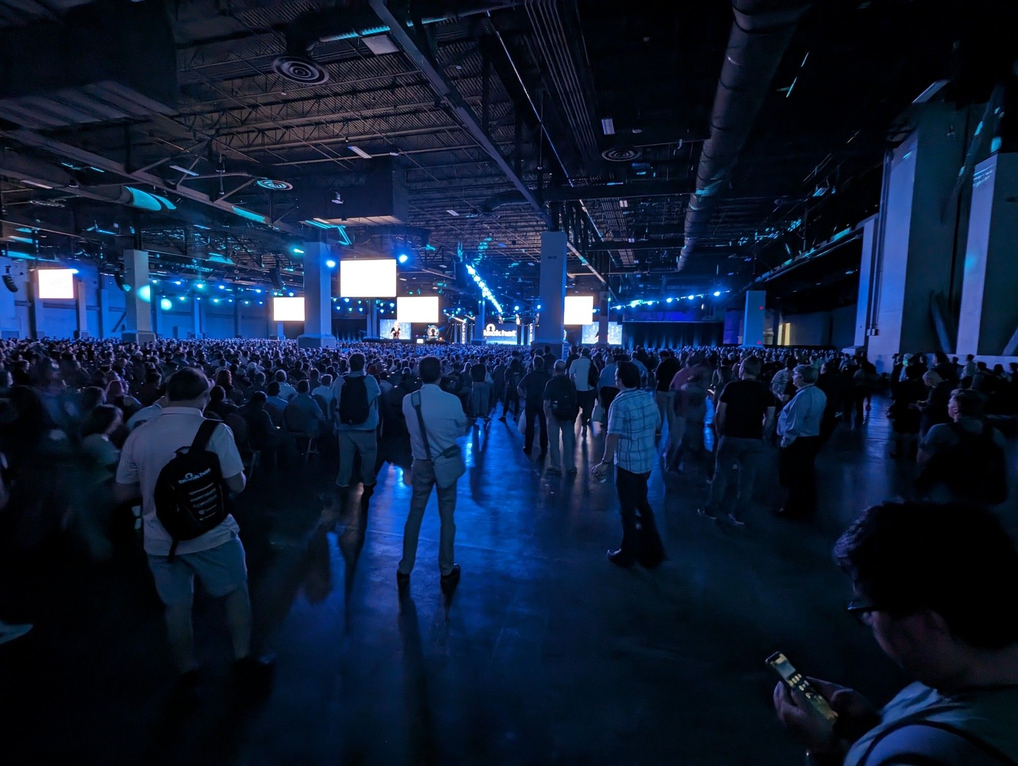 Large crowd watching a talk 