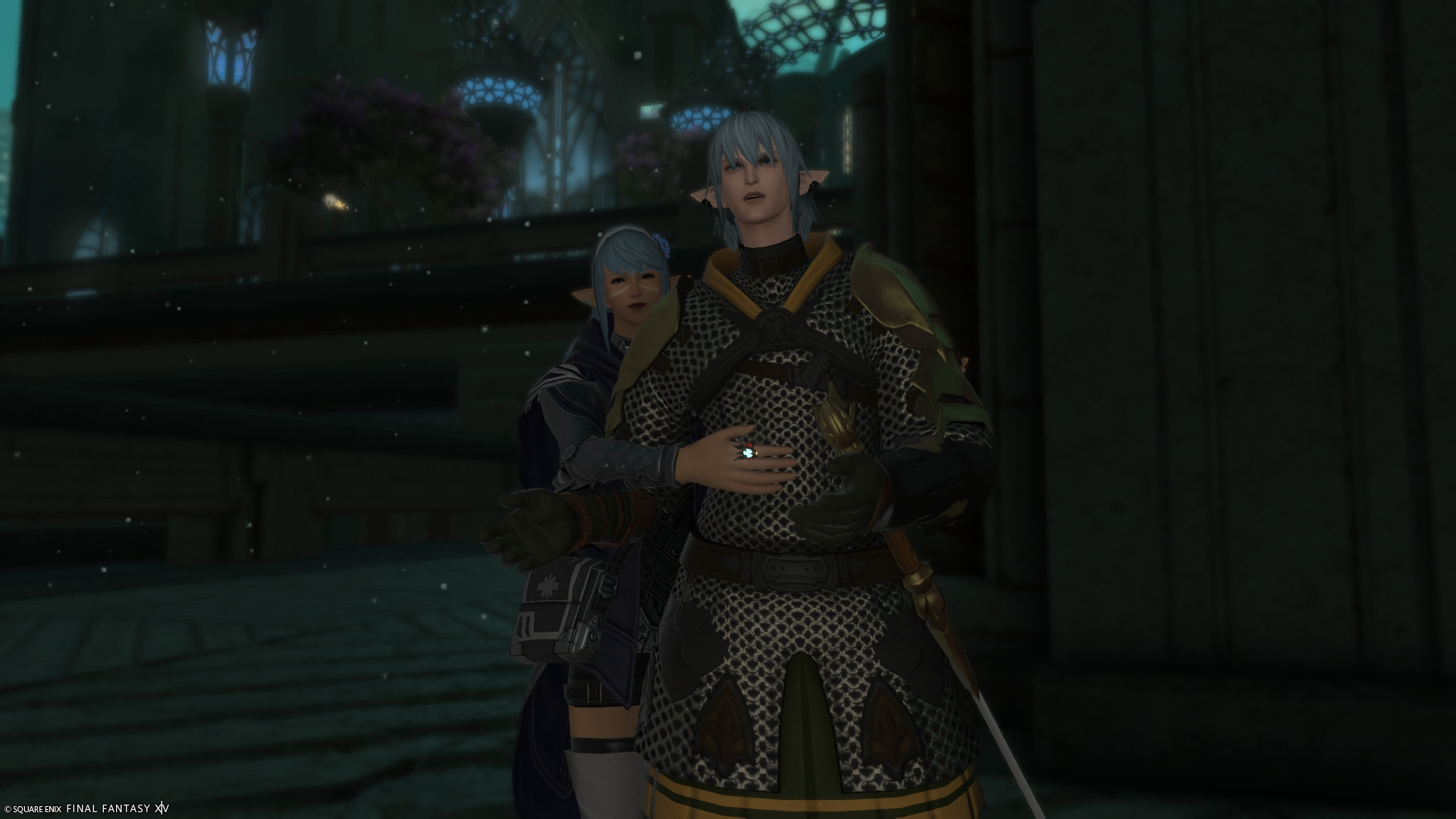 Kell's Warrior of Light embracing Haurchefant