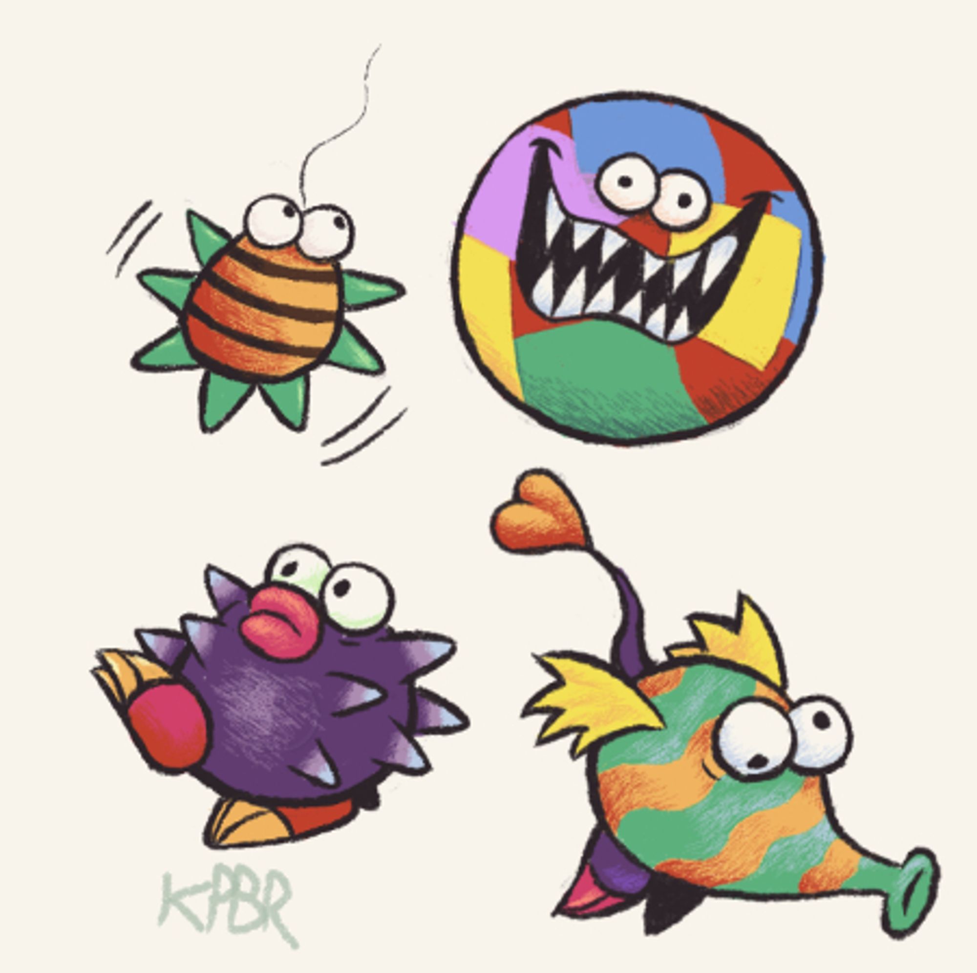 Doodles of various enemies from Yoshi's Story