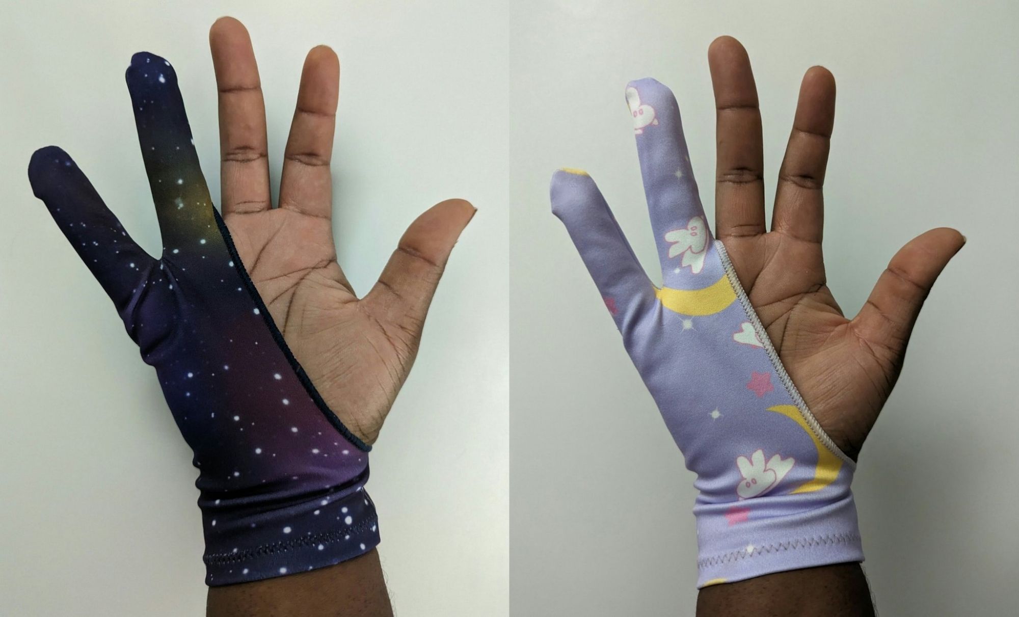 Galaxy and Moon Bunny Artist Gloves 