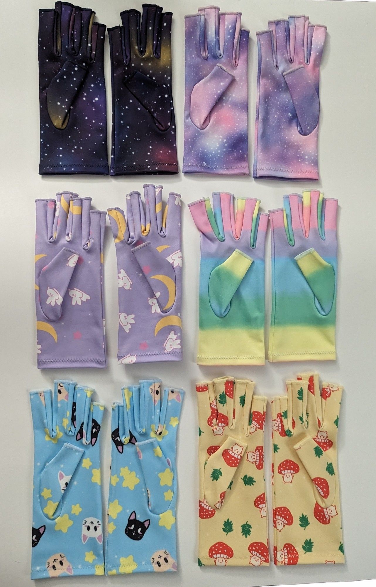 Galaxy, Pastel Galaxy, Moon Bunny, Pastel Pride, Cat, Mushroom Compression Gloves 