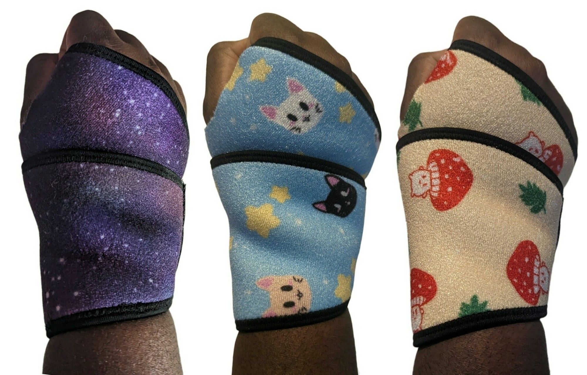 Galaxy, Cat and Mushroom Wrist Braces