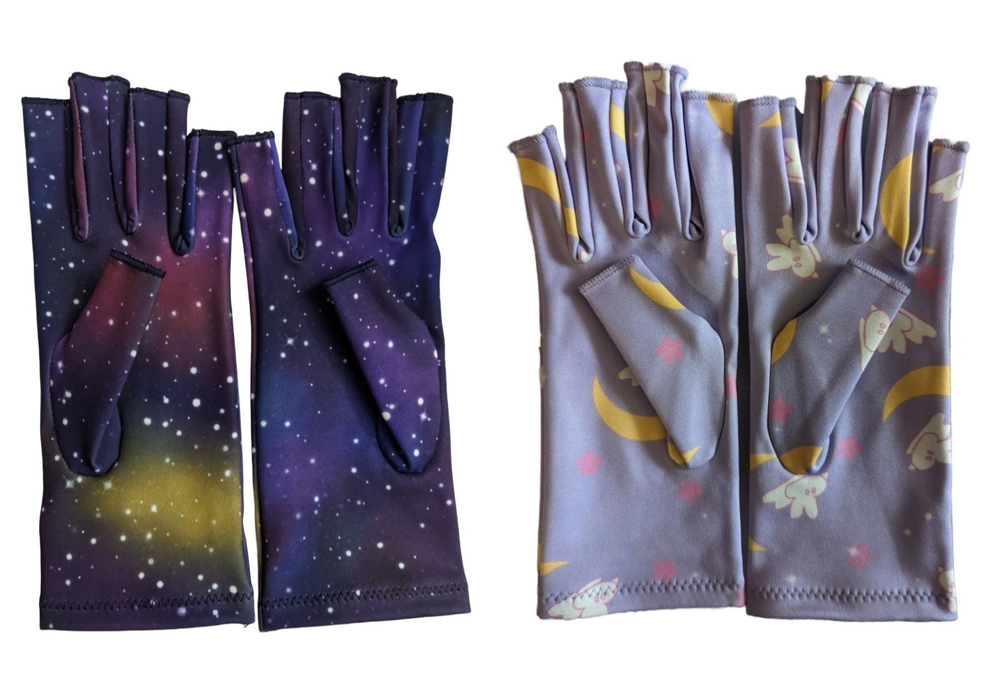 Galaxy and Moon Bunny Compression Gloves