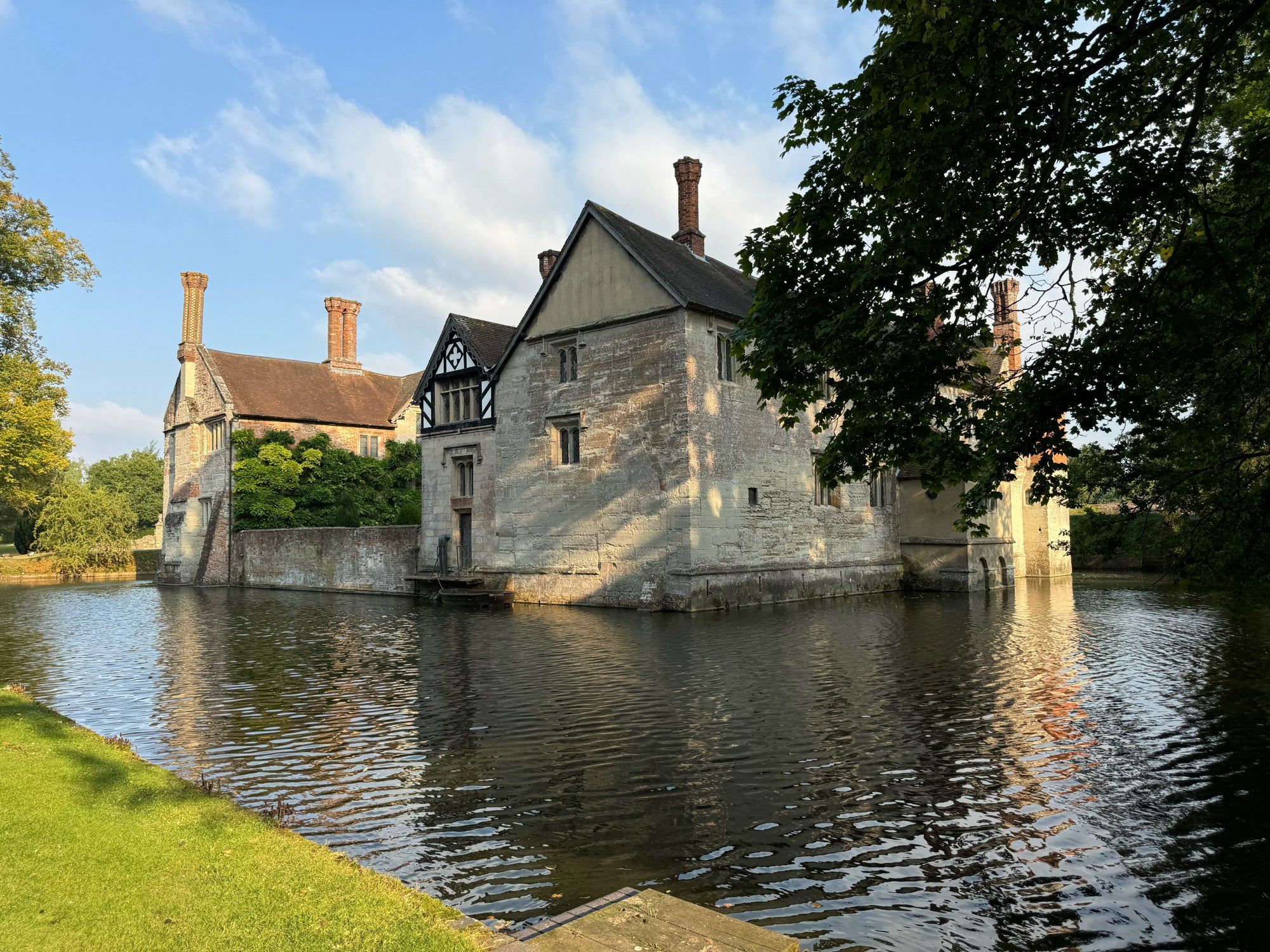 A moated fifteenth-century manor house.