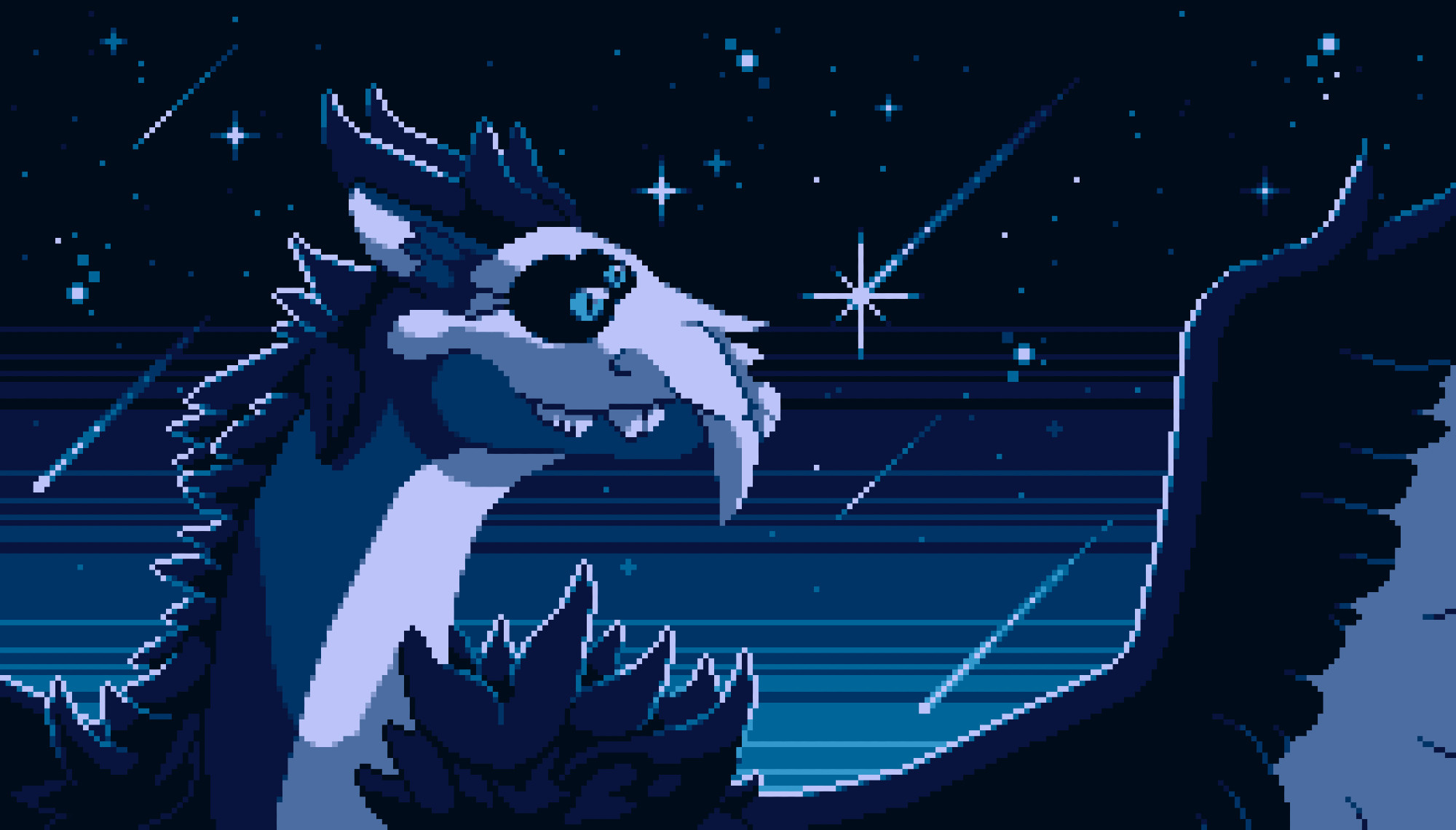 pixel art of a blue dragon, by LCSkeleton