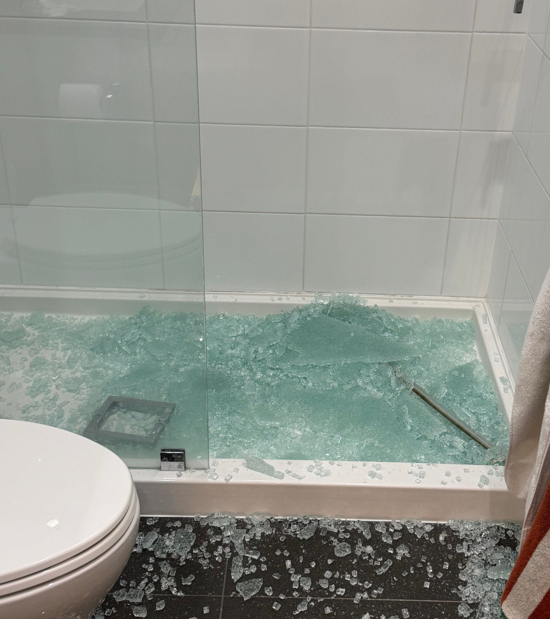 Our shower door completely shattered into pieces 
