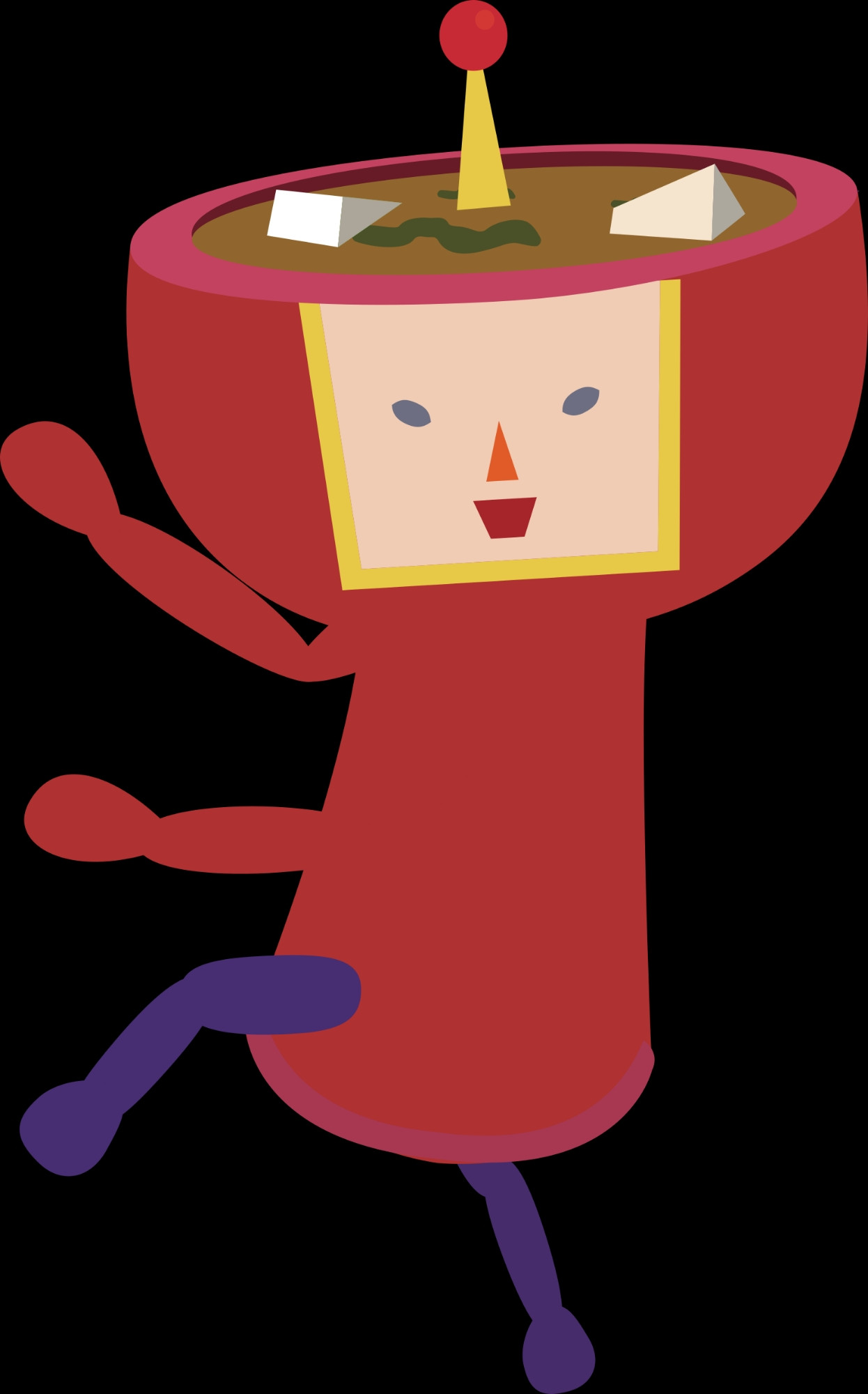 Cousin Miso from Katamari Damacy. His head doubles as a bowl of Miso soup.