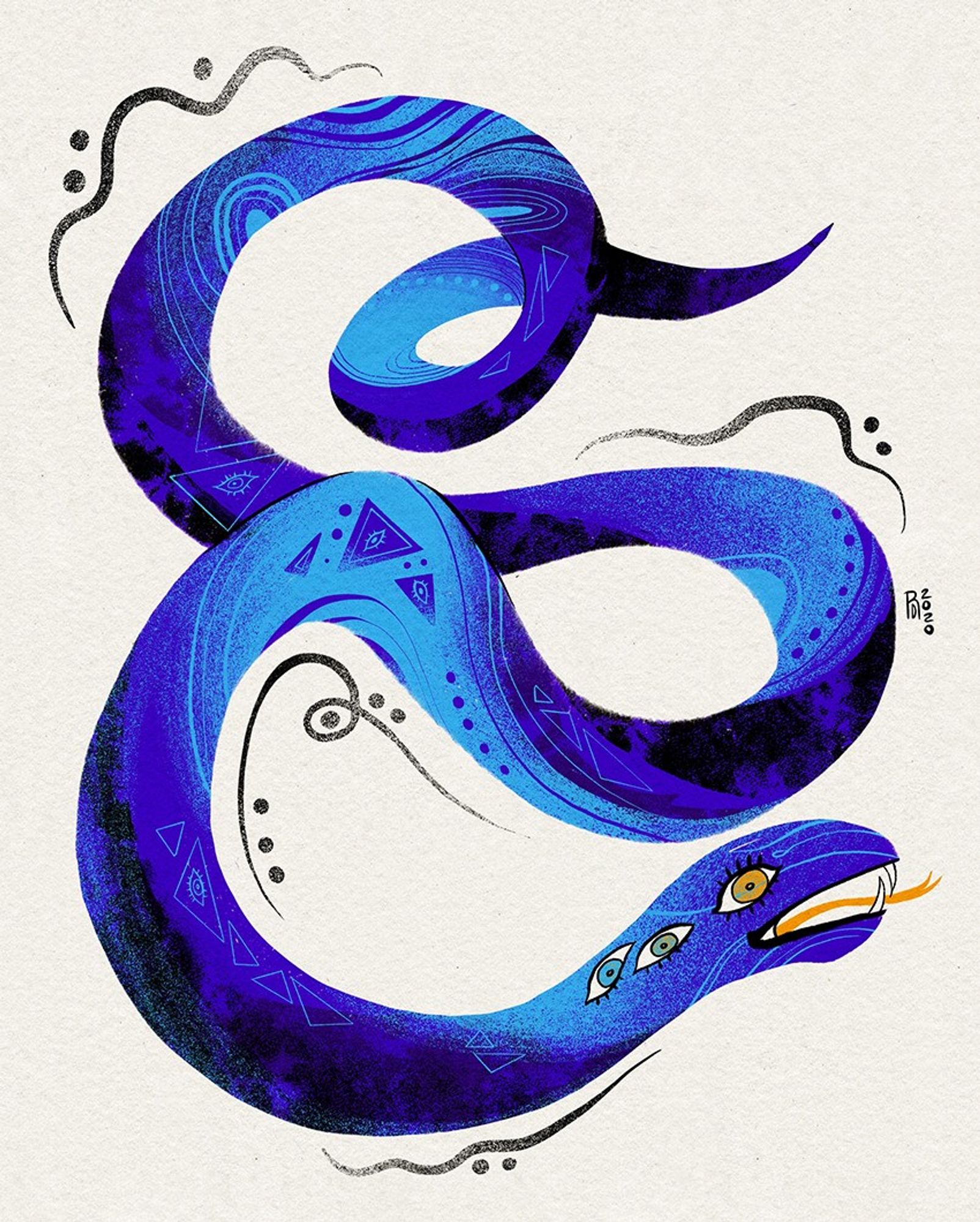 blue and black snake.