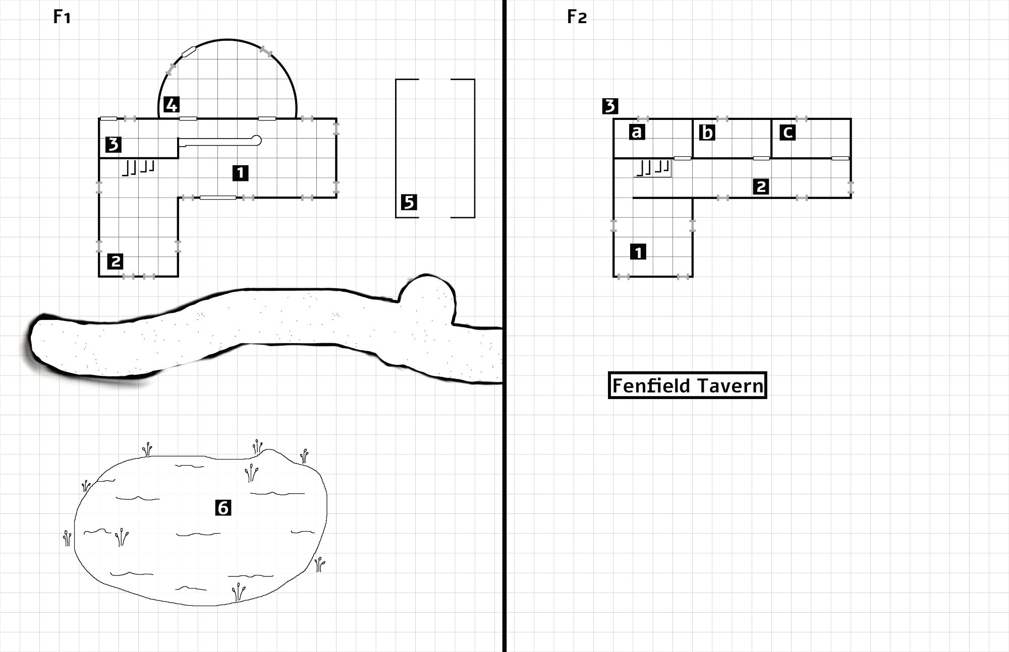 black and white map of a tavern