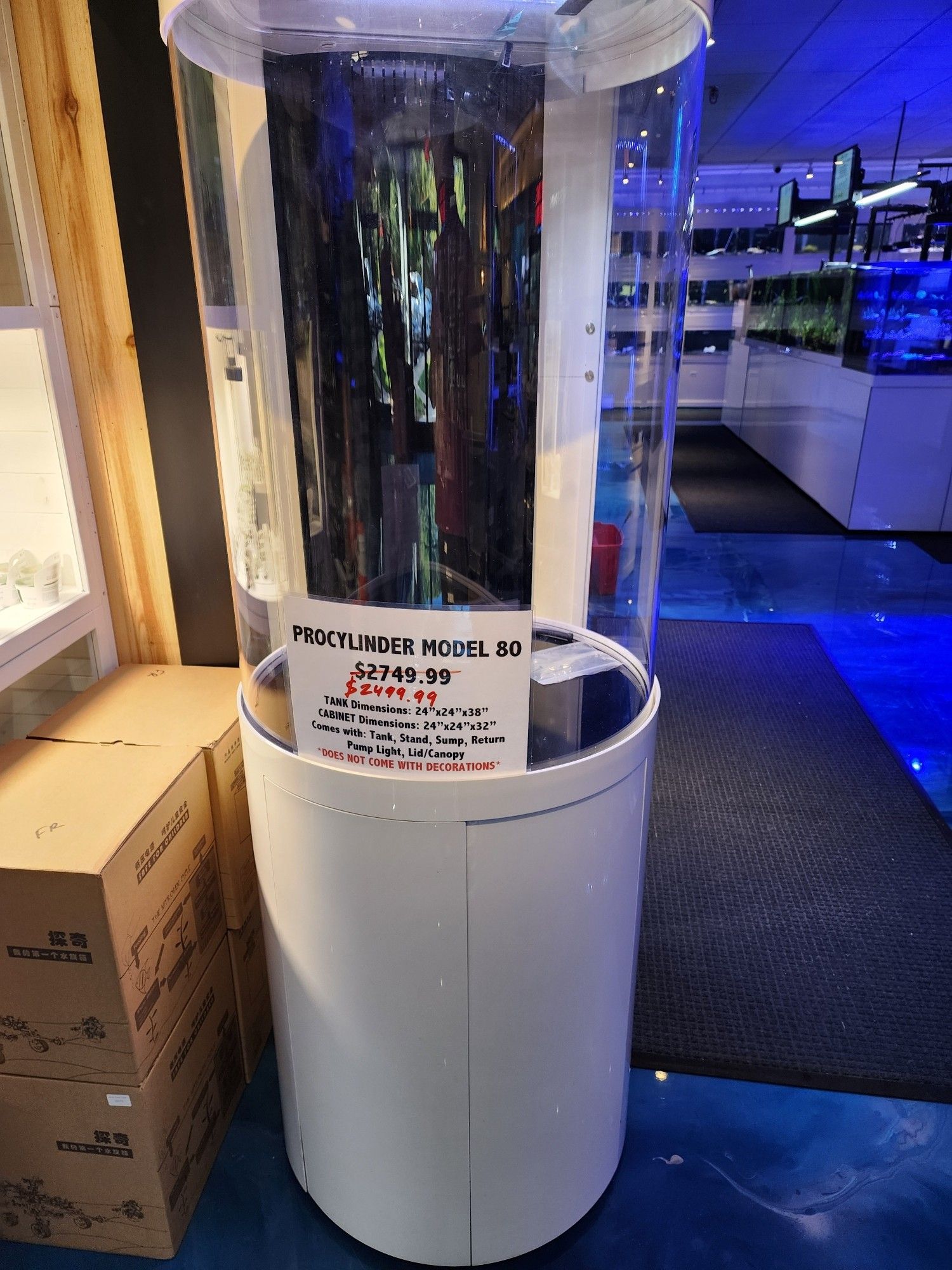 Cool cylindrical saltwater ready tank we saw, *might want one now lol*