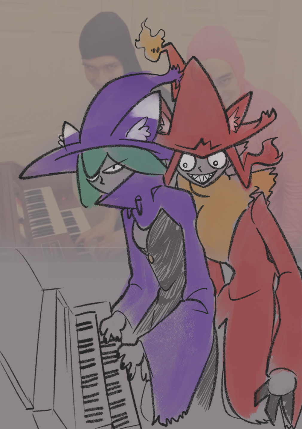 A couple of gremlin witches. They're grovin with that one mini-piano.

[ BGM Loop Time: 144.4 hours ]