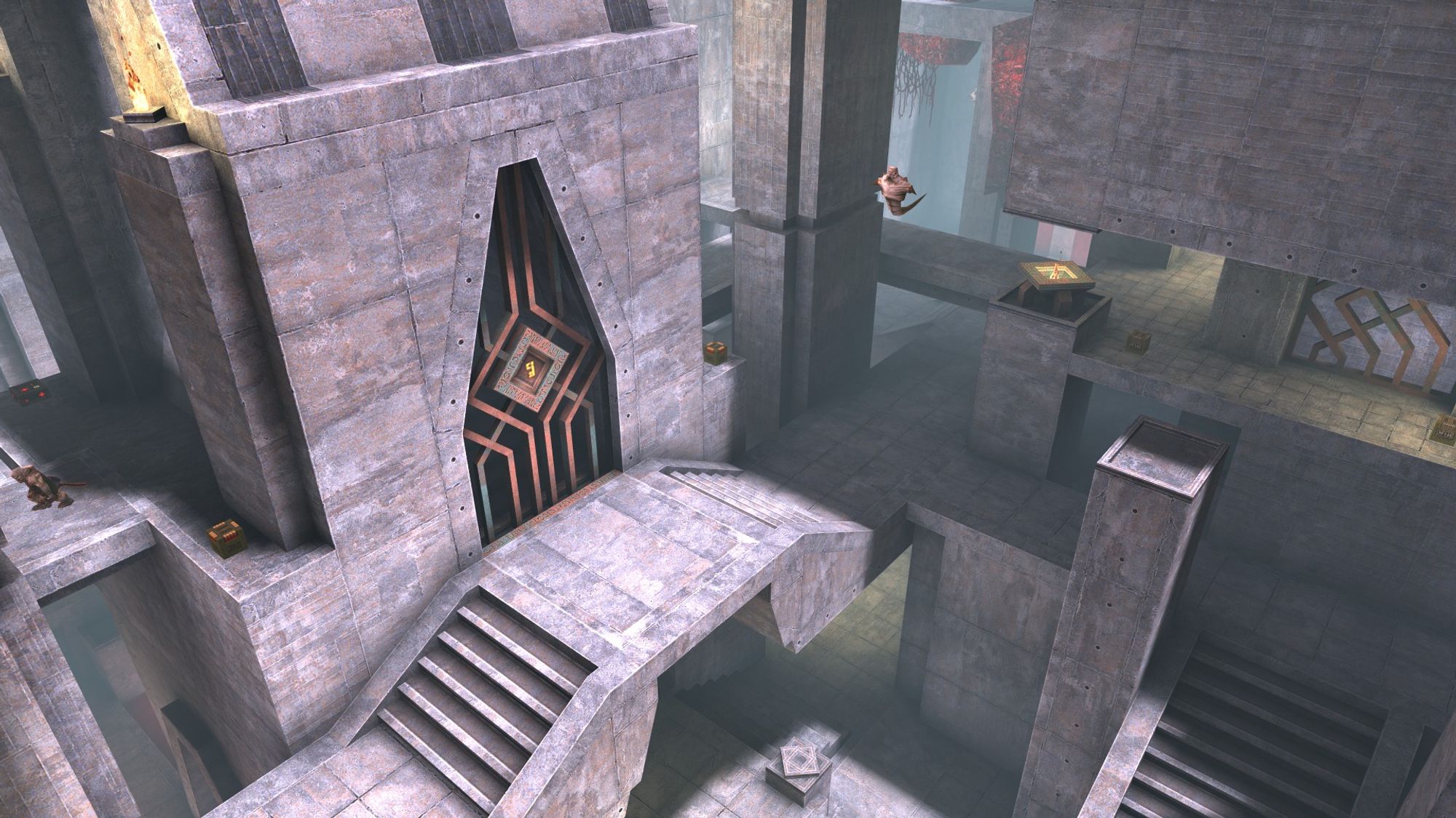 Image d'une map de Quake orientée brutalisme