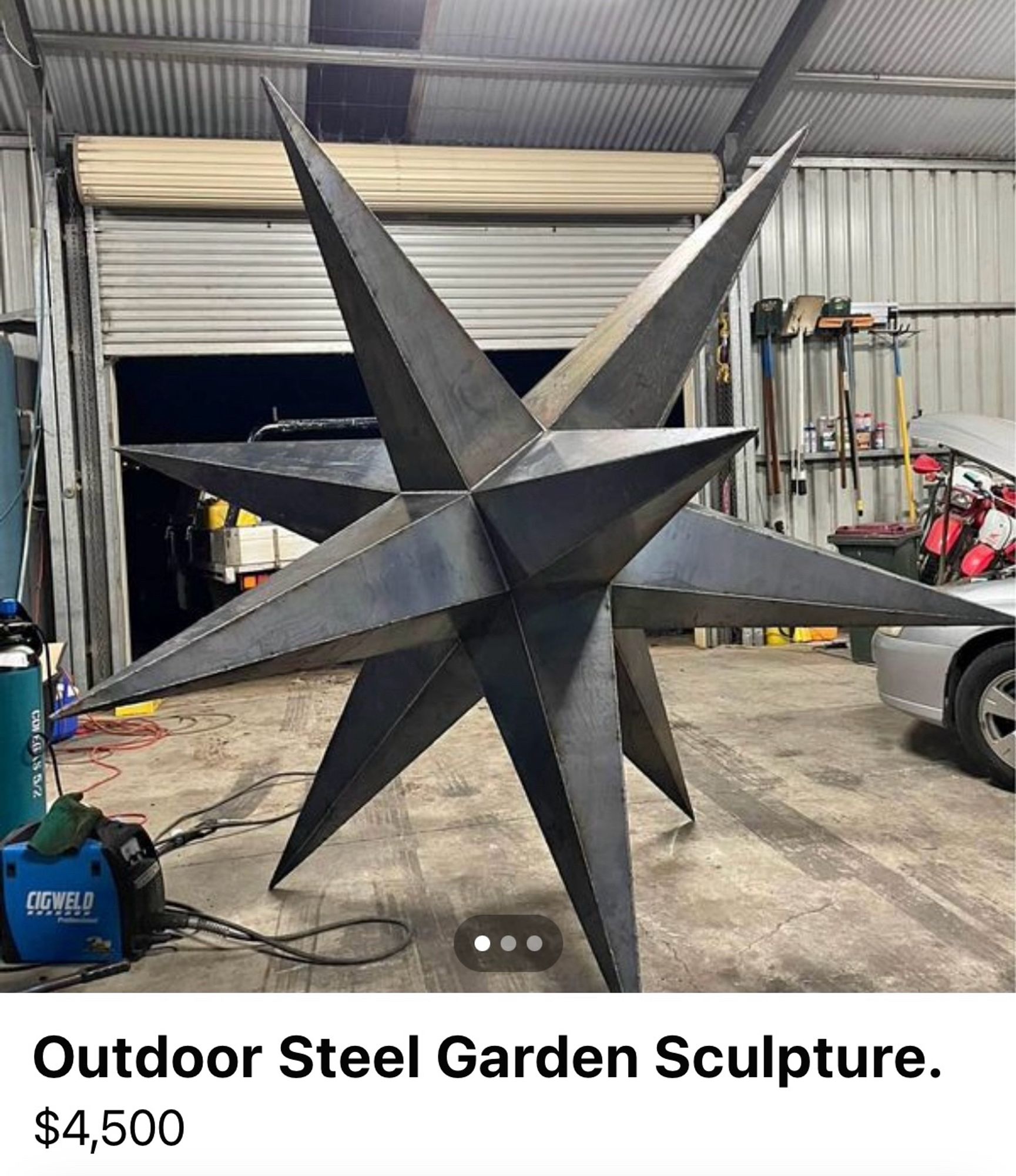 Huge garden sculpture in the shape of a ten point star